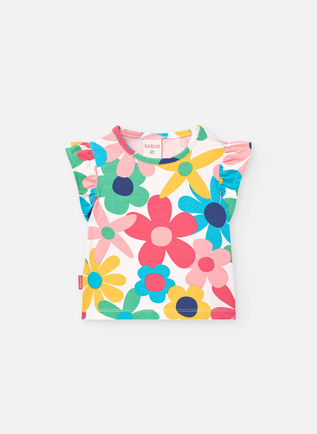 T-shirt En Coton Avec Imprimé Fleurs Multicolore