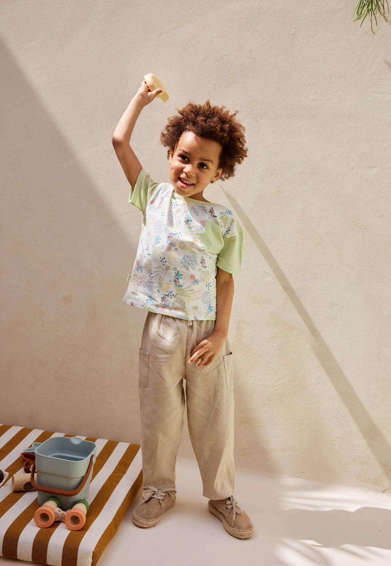 Pantalon Bébé En Lin Mélangé Moka Beige