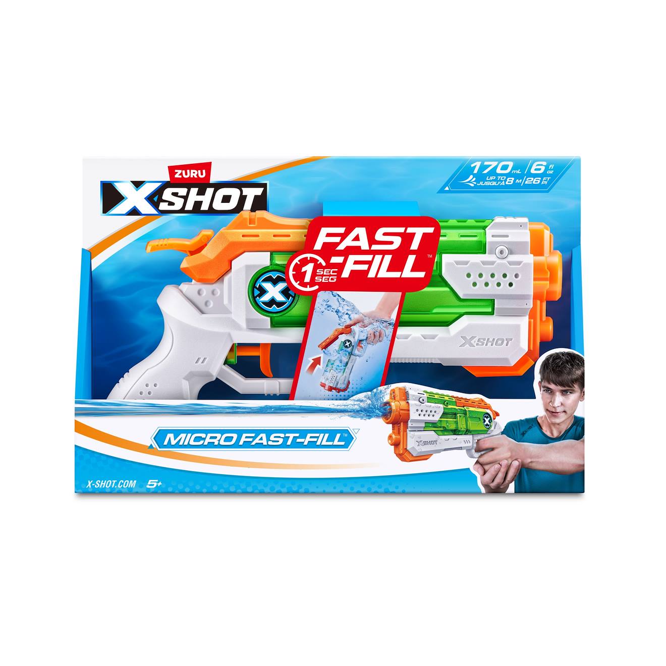 Xshot Water - Fast-fill Micro Blaster À Eau Blanc Et Vert
