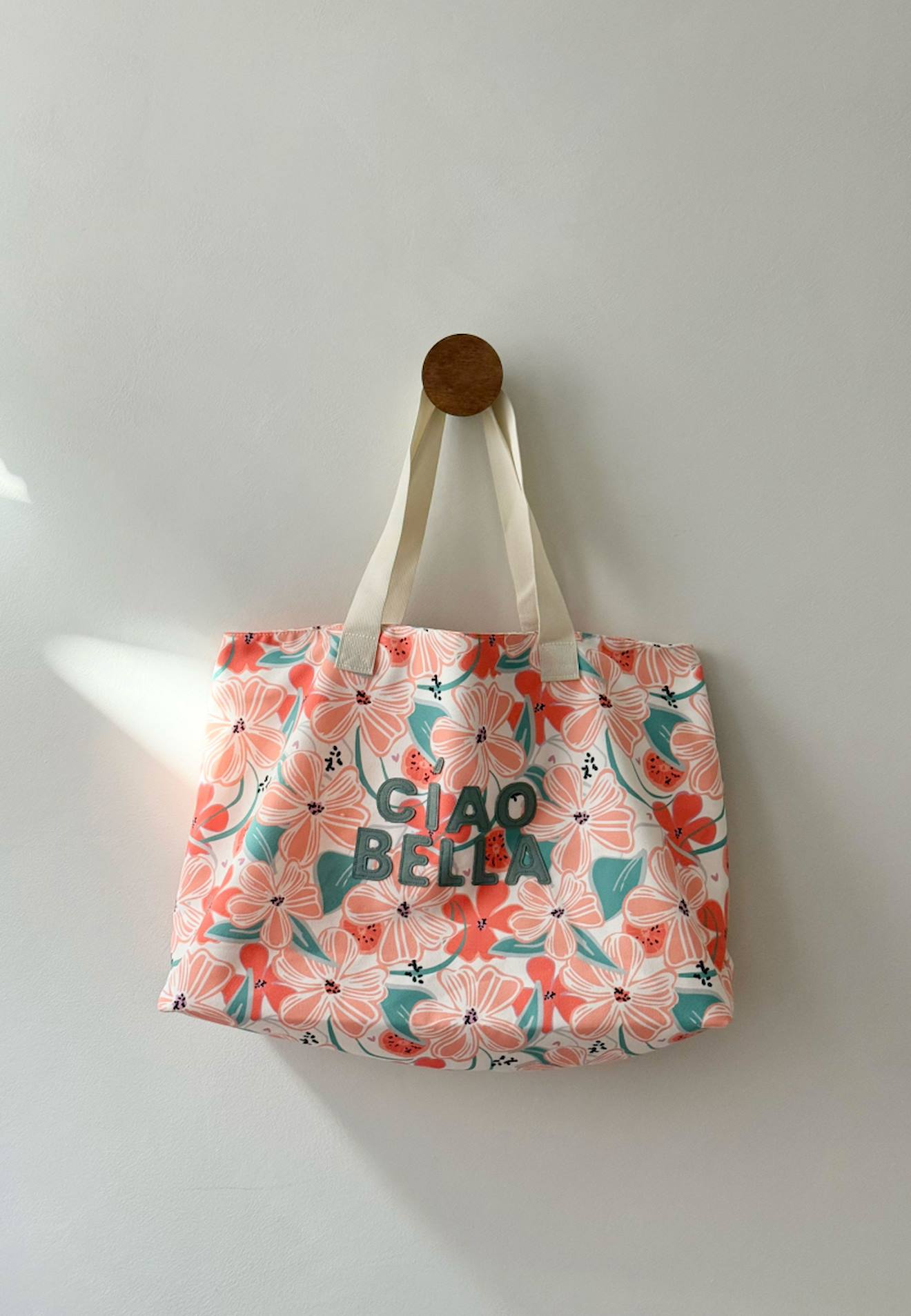 Sac De Plage Fleur Ecru