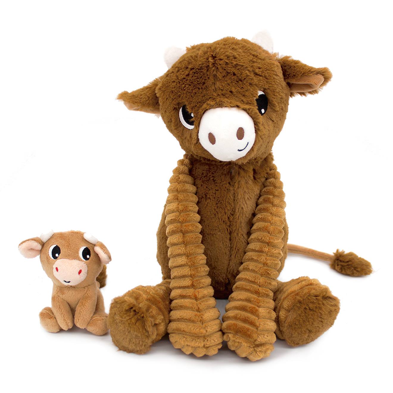 Peluche Vache Maman Et Son Bébé Marron Marron