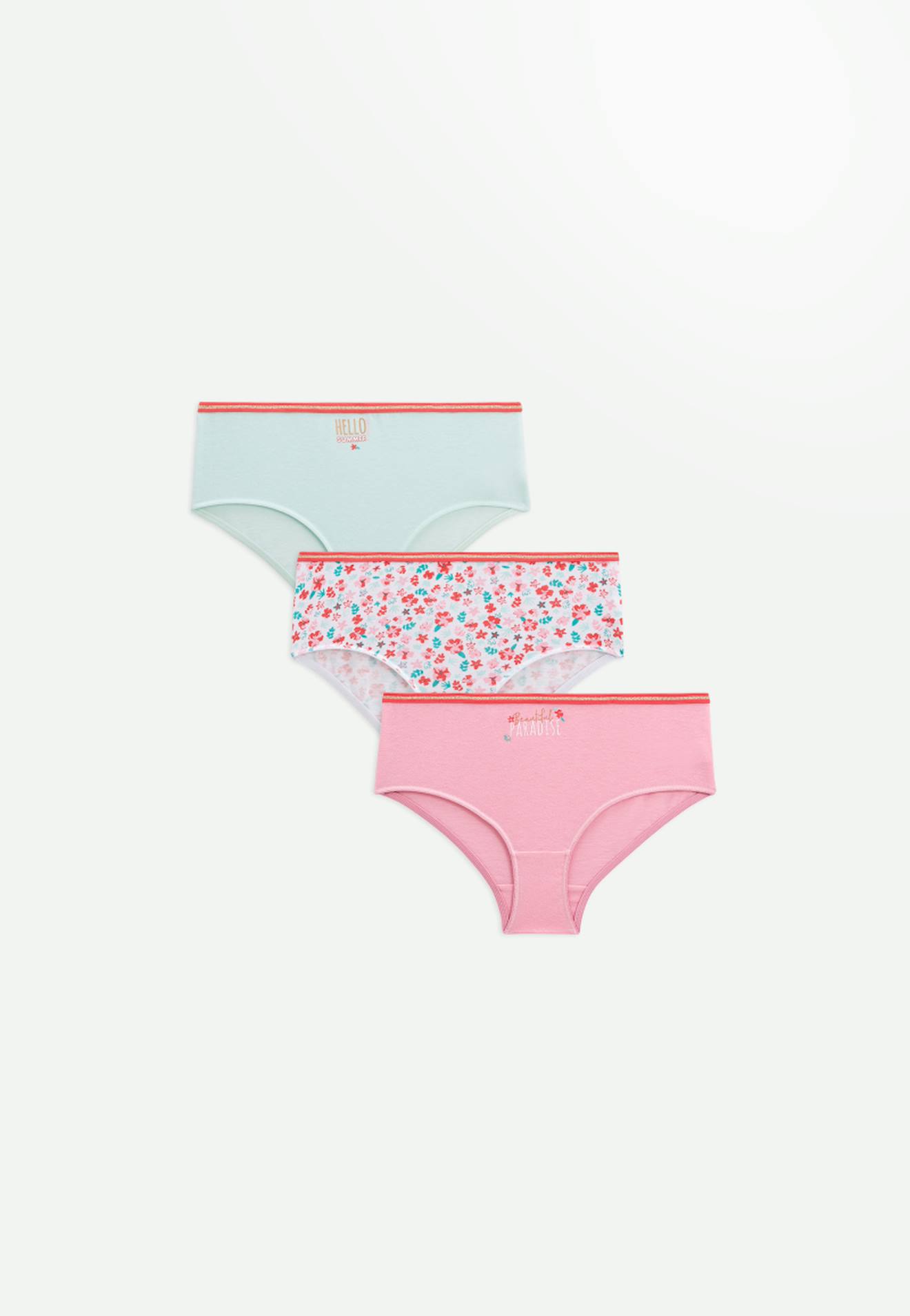 Lot De 3 Culottes Fille Tropical Flowers Multicolore