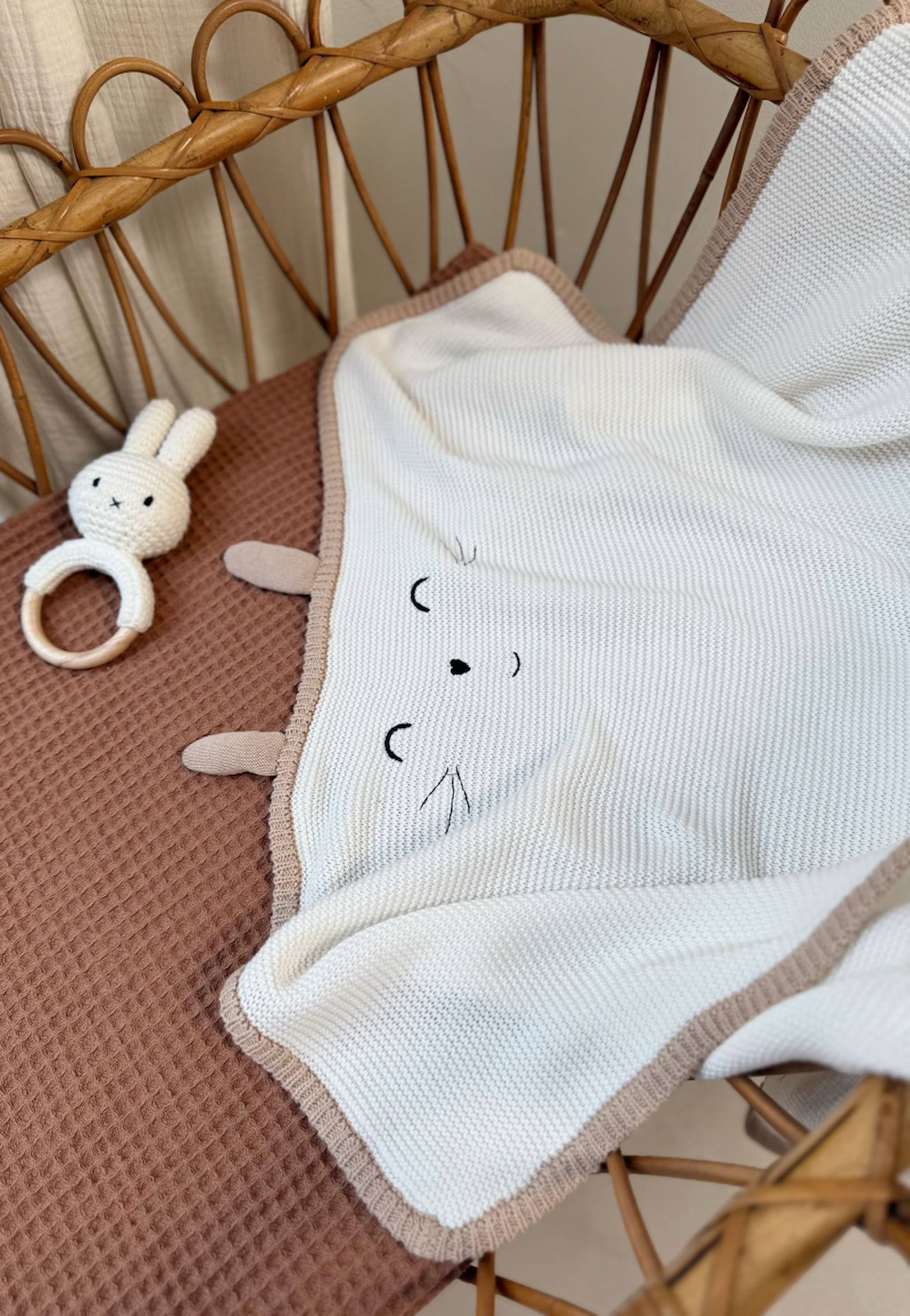 Couverture Bébé En Tricot Hello Baby Ecru