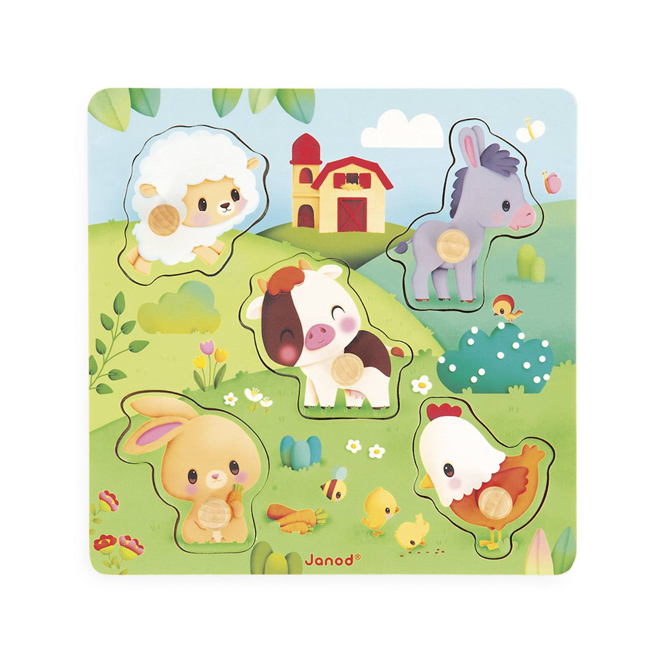 Puzzle Tactile Ferme 5 Pcs Vert