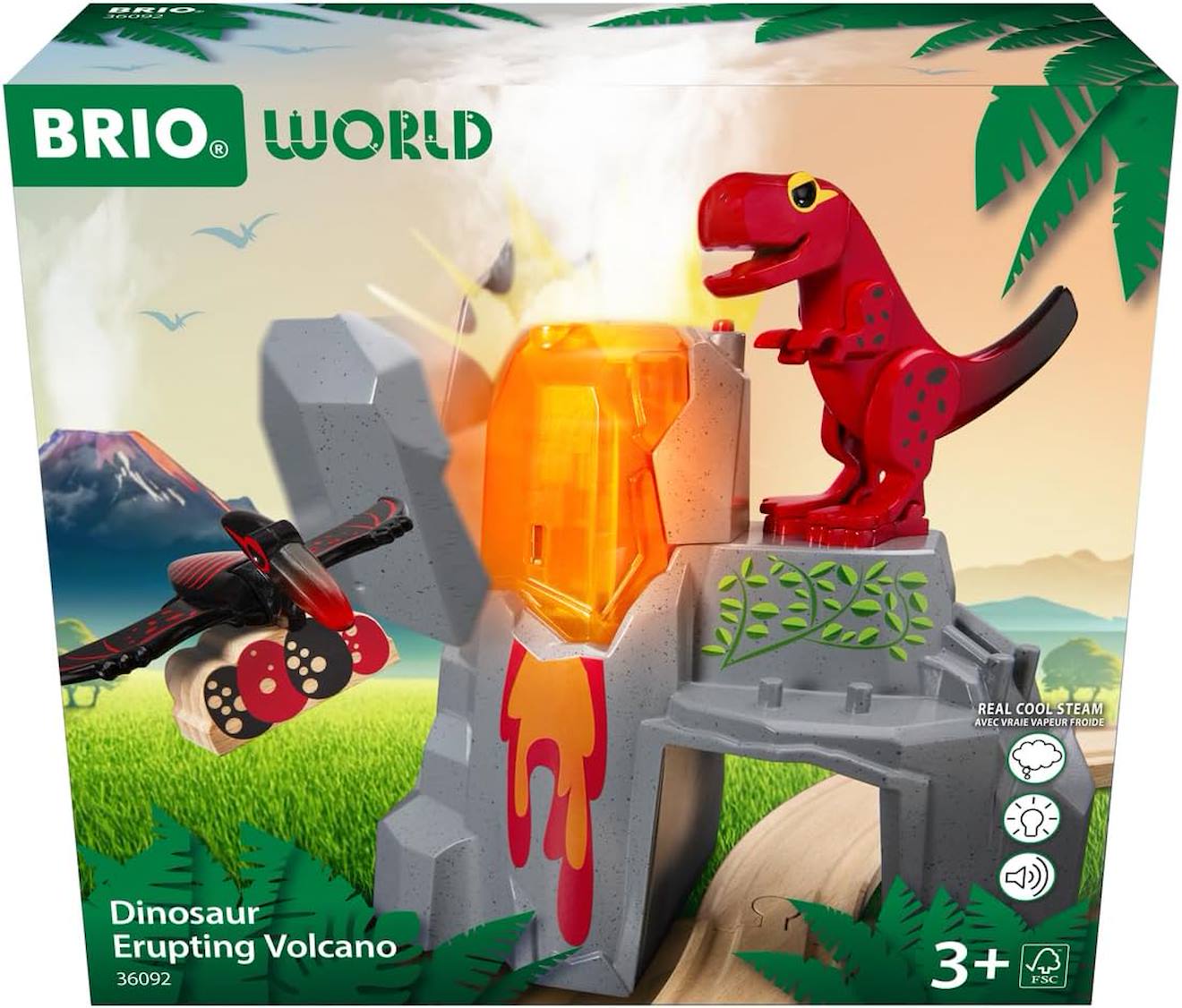 Volcan Dinosaure En Éruption Vert