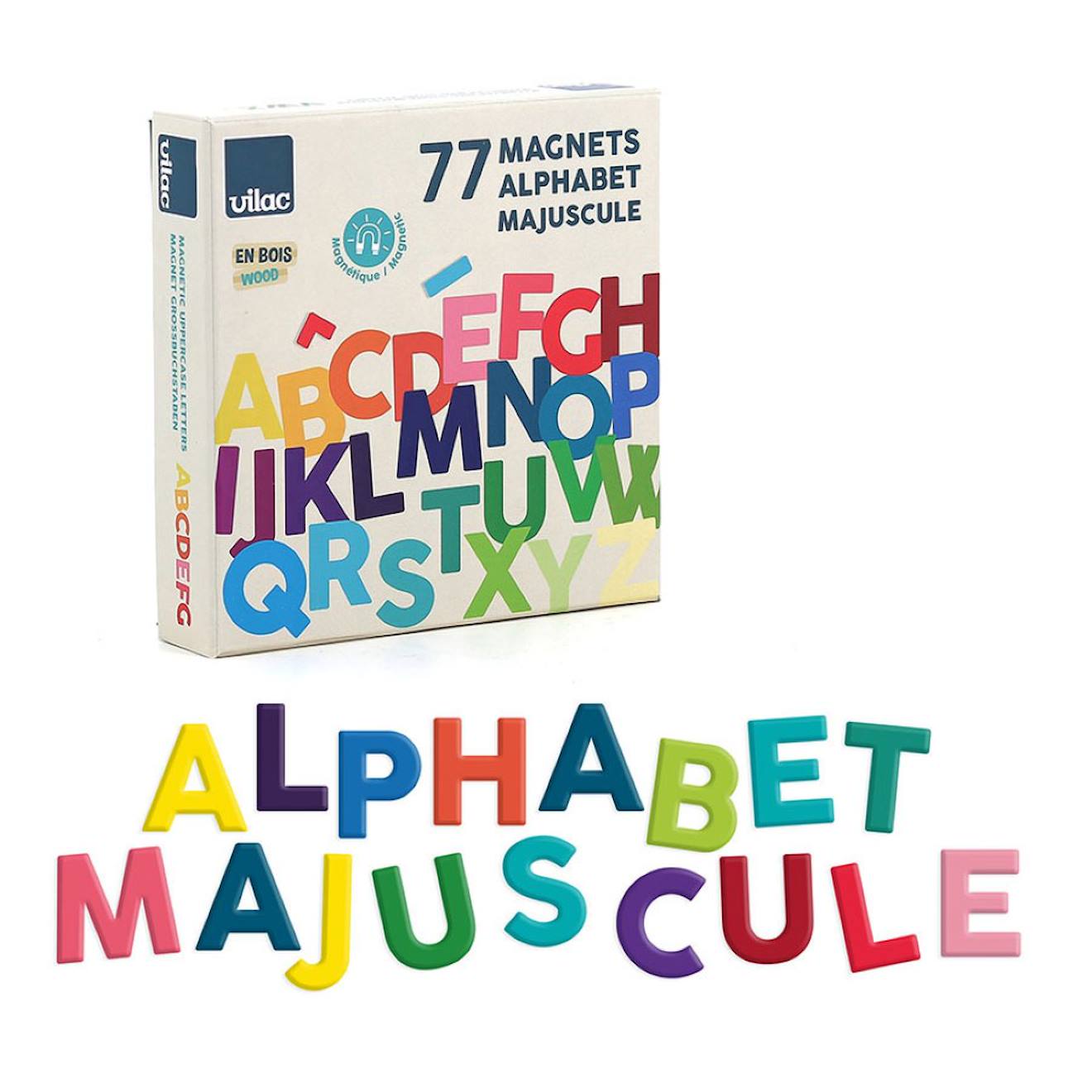 Magnets Alphabet Majuscule 77 Pcs Beige