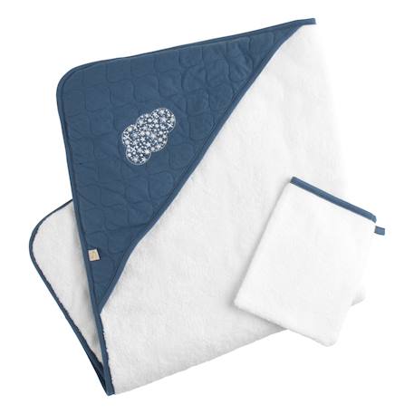 Cape de bain et gant en coton matelassé et éponge - petit coeur  - vertbaudet enfant