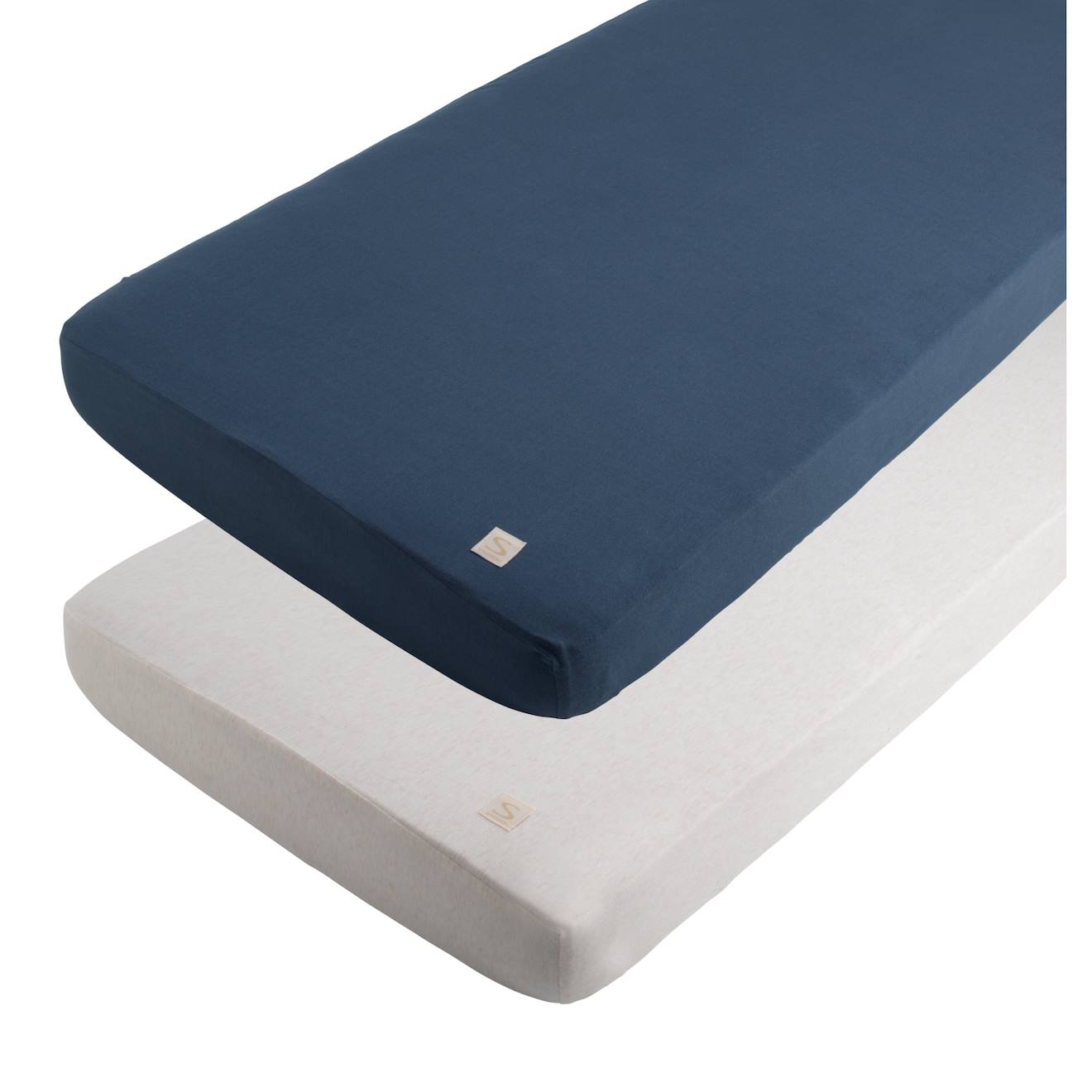 Lot De 2 Draps Housse En Coton Pour Lit Bébé - Petit Coeur Bleu