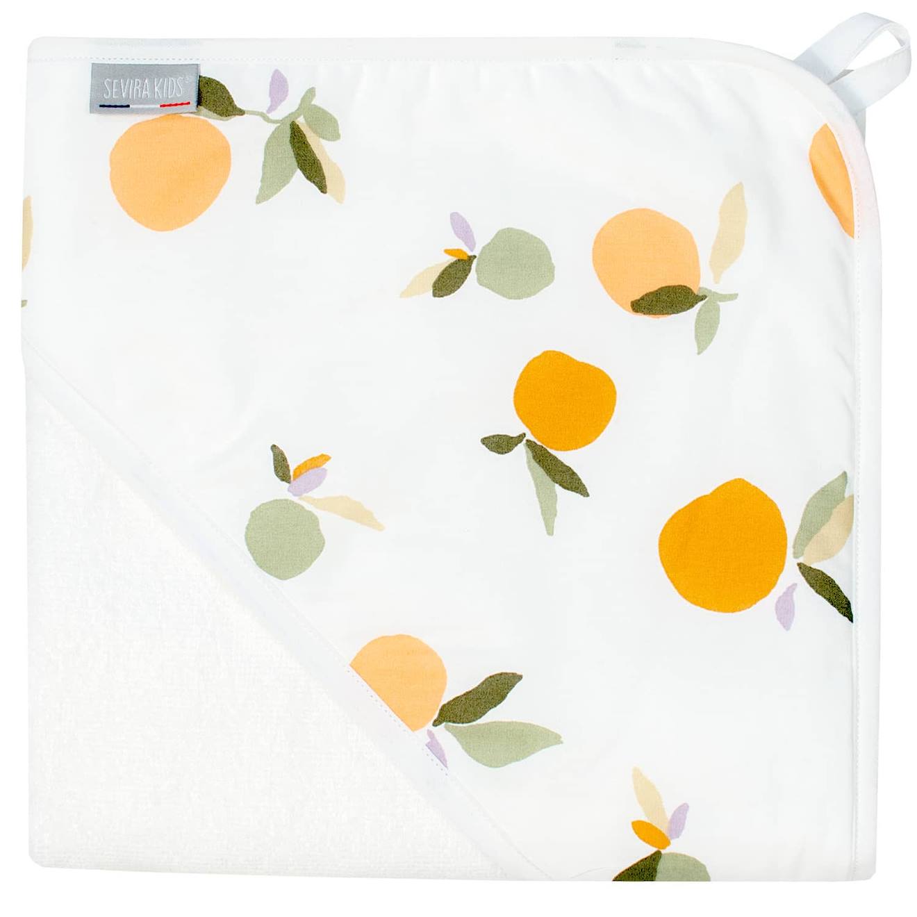 Ma Première Cape De Bain En Coton Et Bambou Clem Clem, Orange, Vert