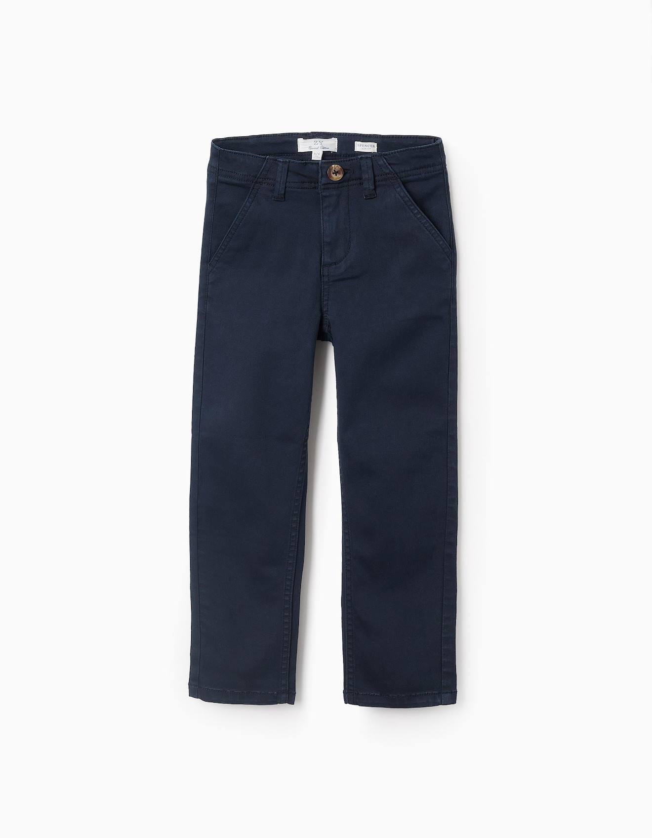 Pantalon Chino En Sergé Bleu Foncé