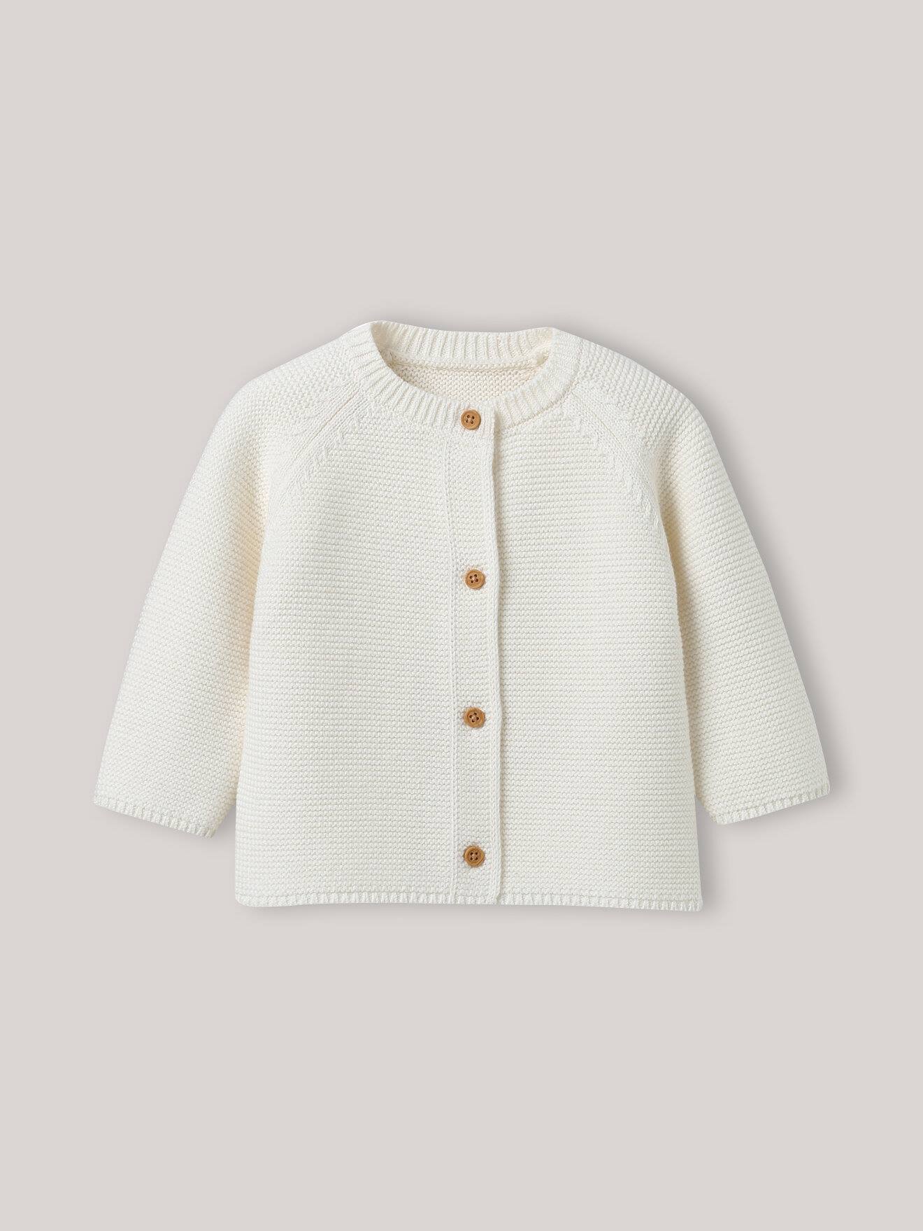 Cardigan En Coton Biologique Et Laine Ecru