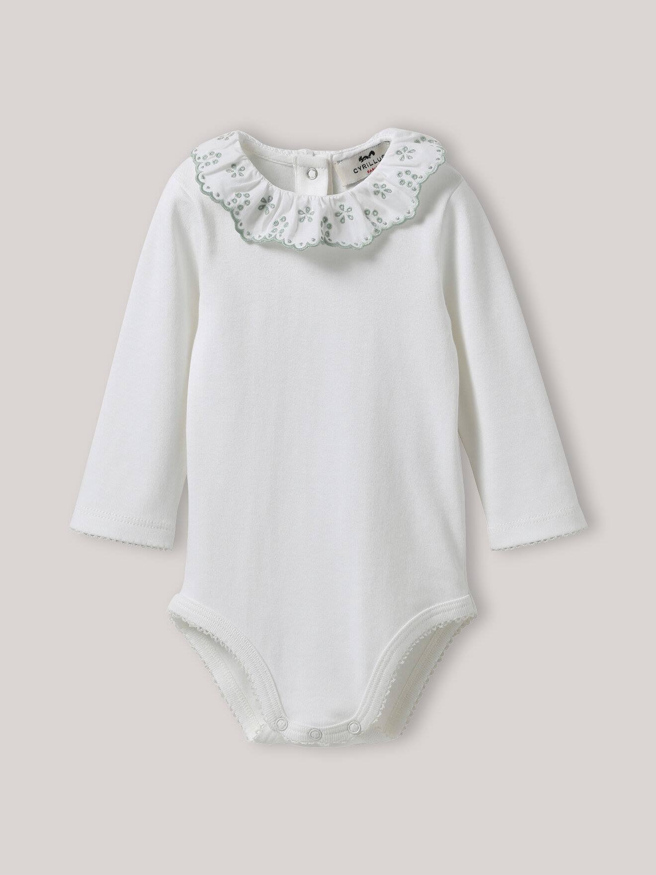 Body Col En Broderie Anglaise En Coton Biologique Blanc Doux