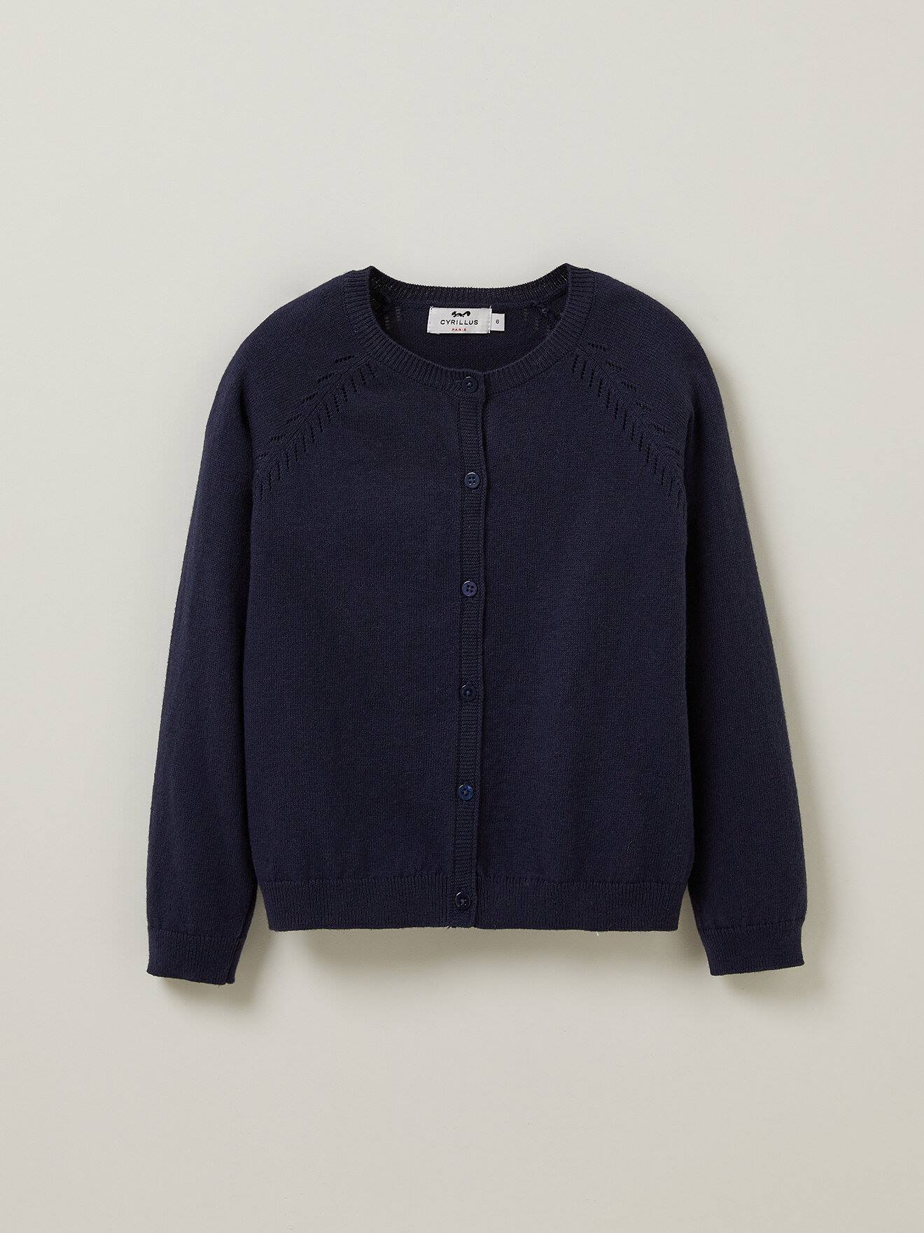 Cardigan En Coton Et Laine Marine