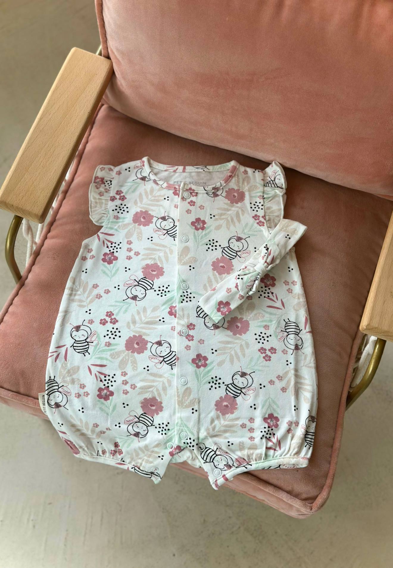 Combishort Bébé + Bandeau Mya Ecru