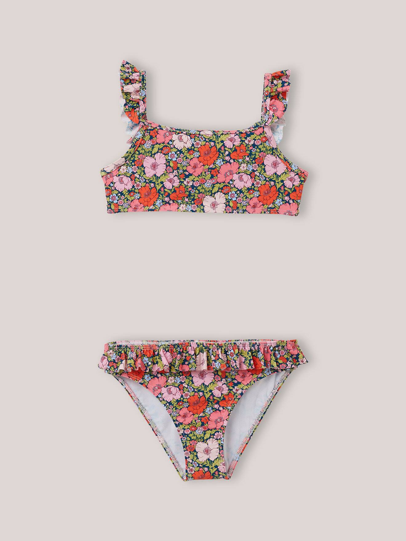 Maillot De Bain 2 Pièces - Tissu Liberty Liberty Meadow Song Corail