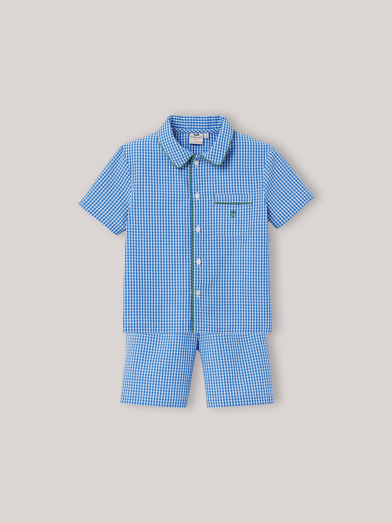 Pyja-short Vichy Garçon Vichy Bleu
