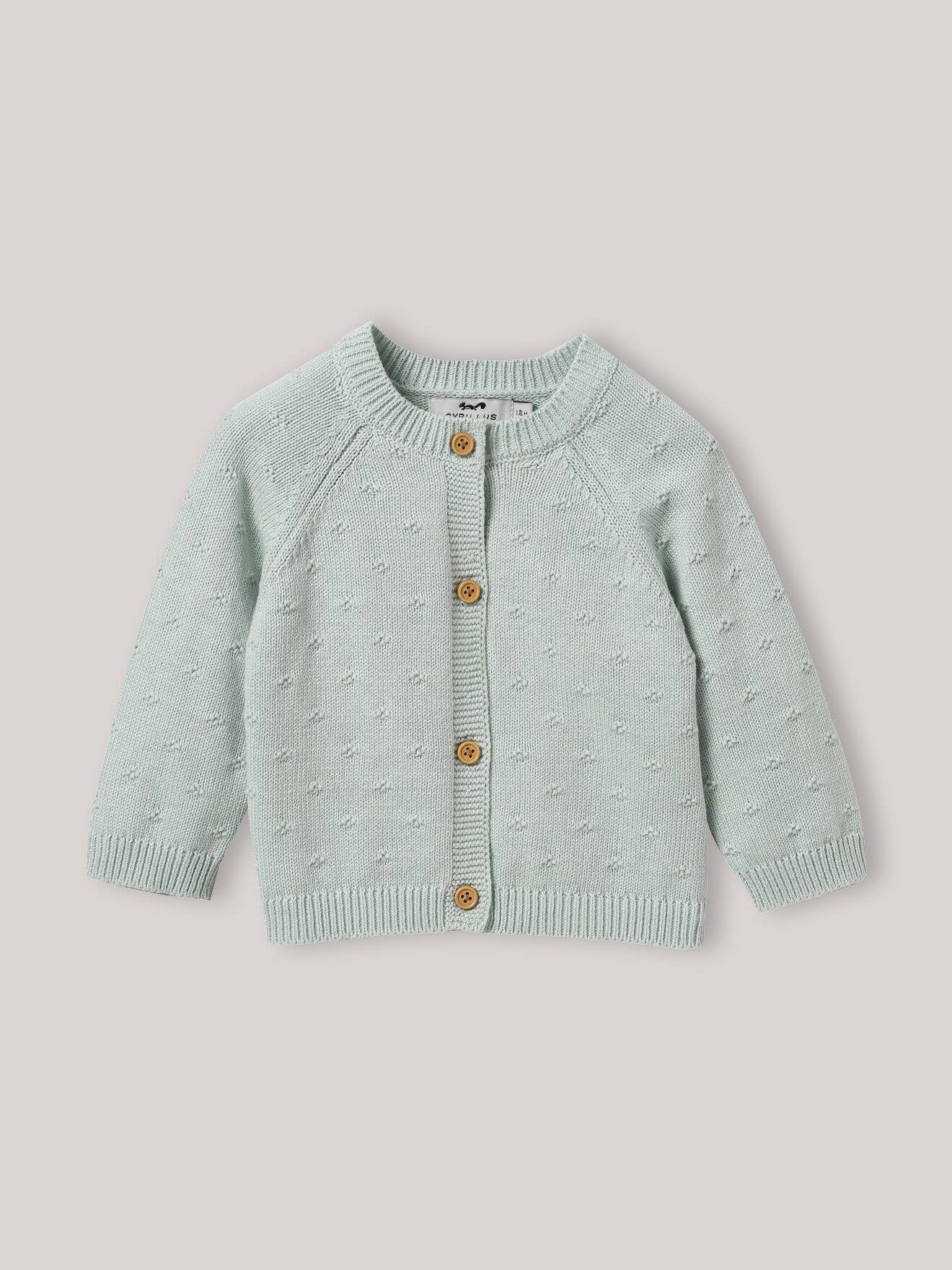 Cardigan Maille Ajourée En Coton Biologique Vert Pastel