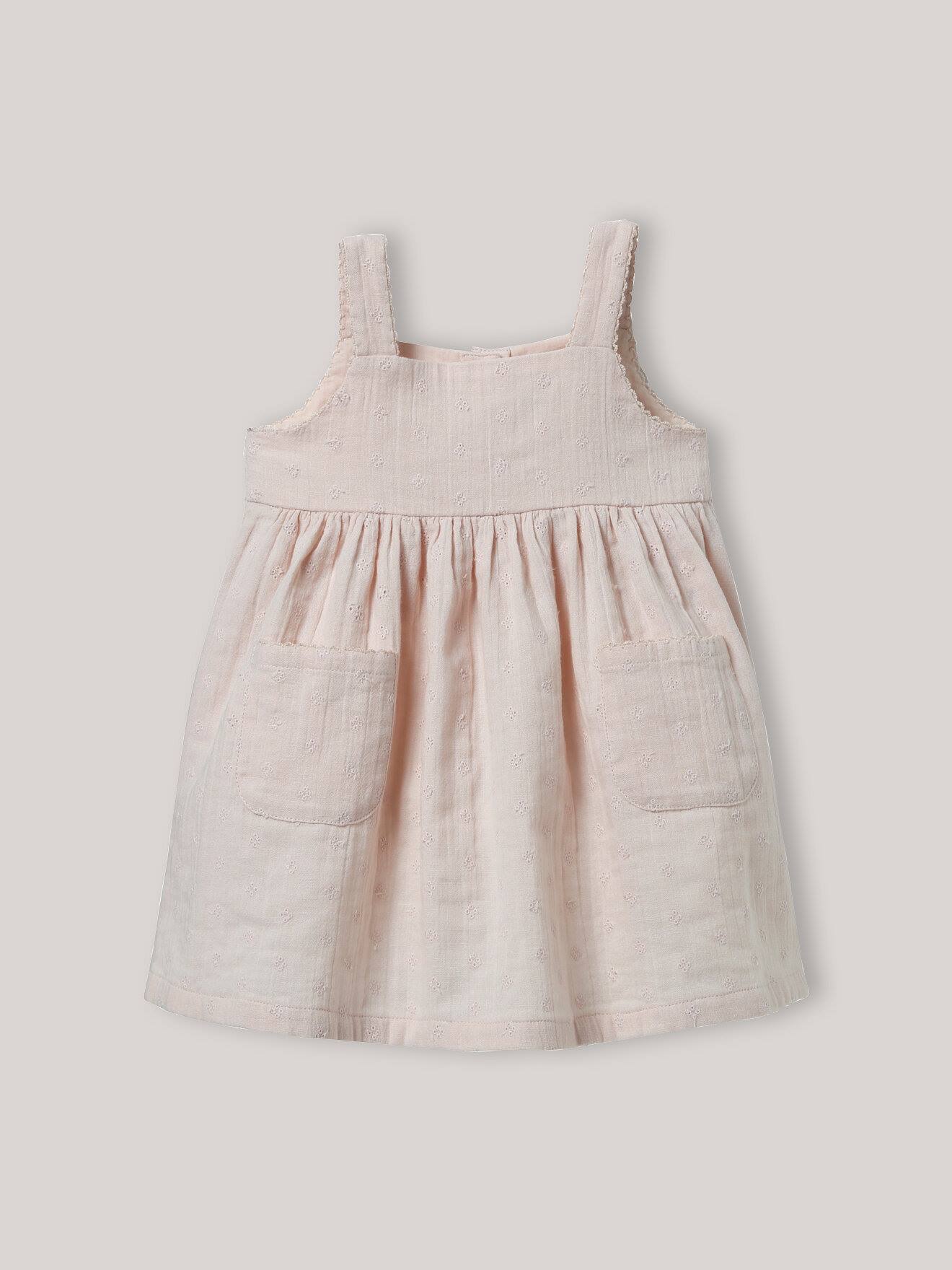 Robe Brodée En Double Gaze Rose Ancien