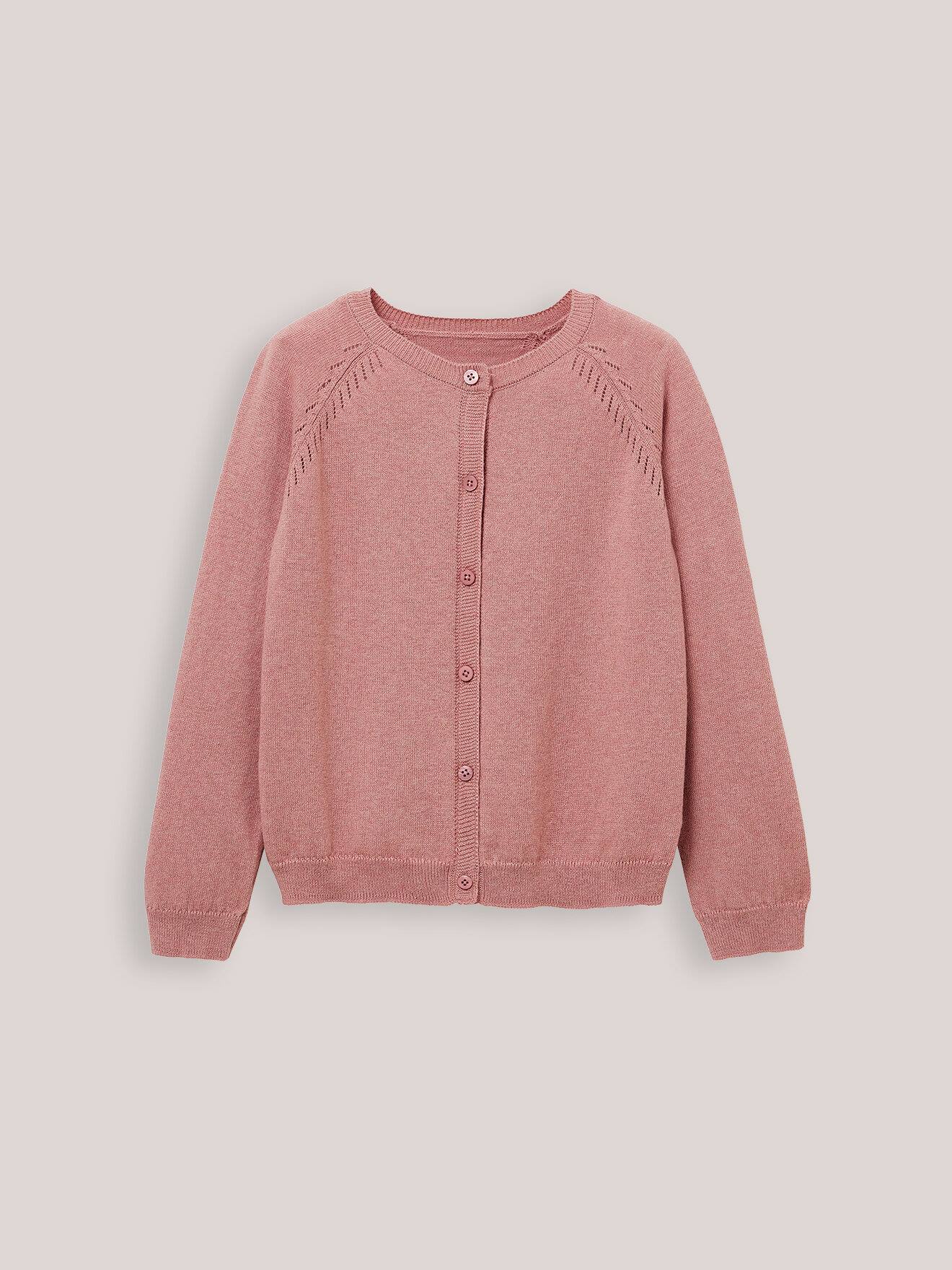 Cardigan En Coton Et Laine Rose Grisé Chiné