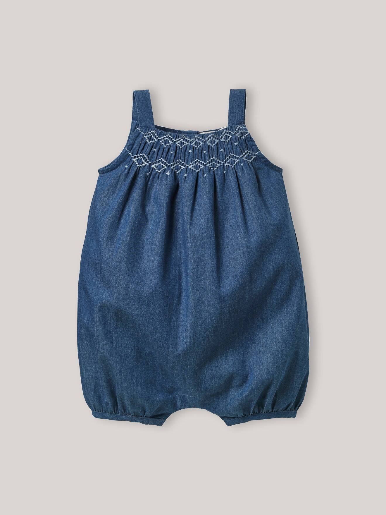 Combinaison Courte En Denim Light Denim Bleu