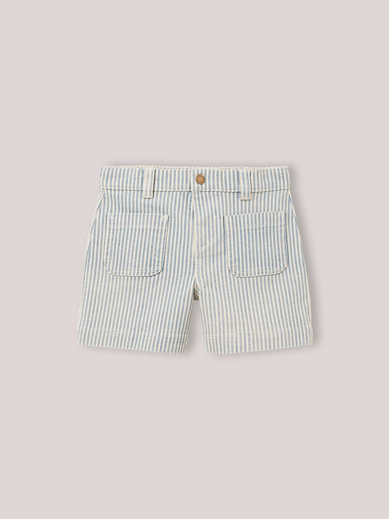 Short Denim Rayé Rayure Ciel