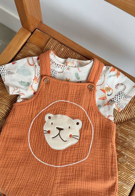 Bébé-Salopette, combinaison-Ensemble salopette bébé en gaze de coton et t-shirt tango