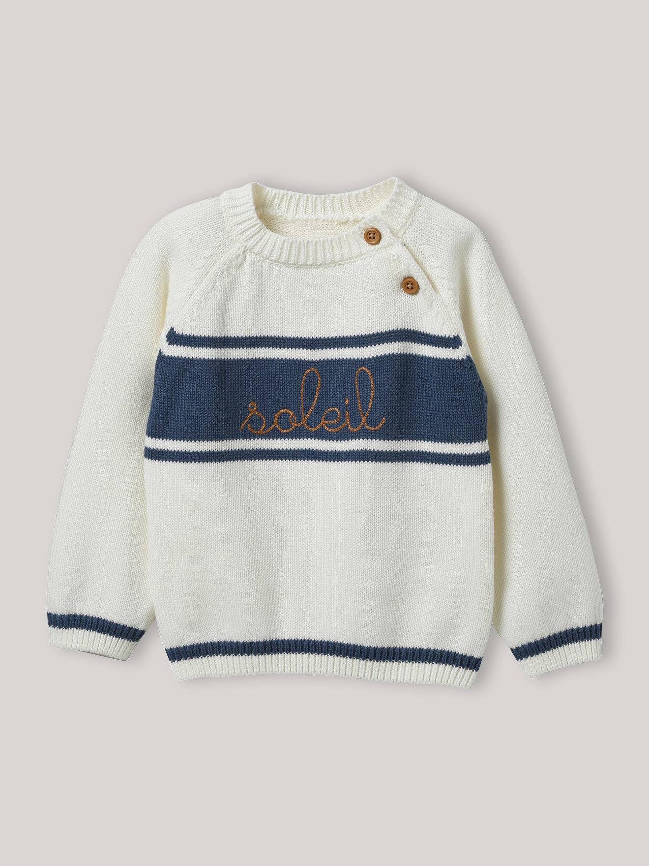 Pull Brodé En Coton Biologique Ecru