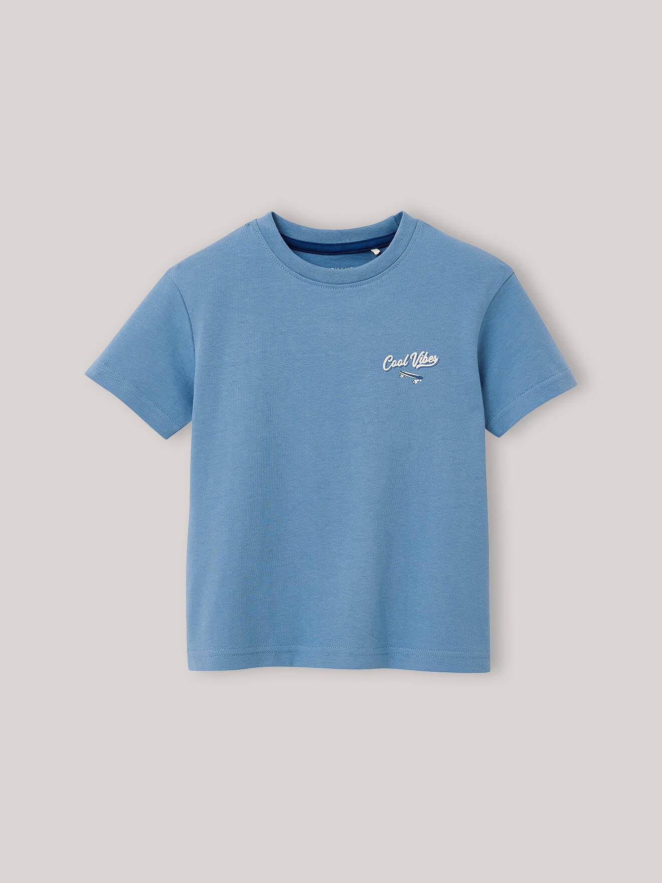 T-shirt Imprimé En Coton Biologique Bleu Froid