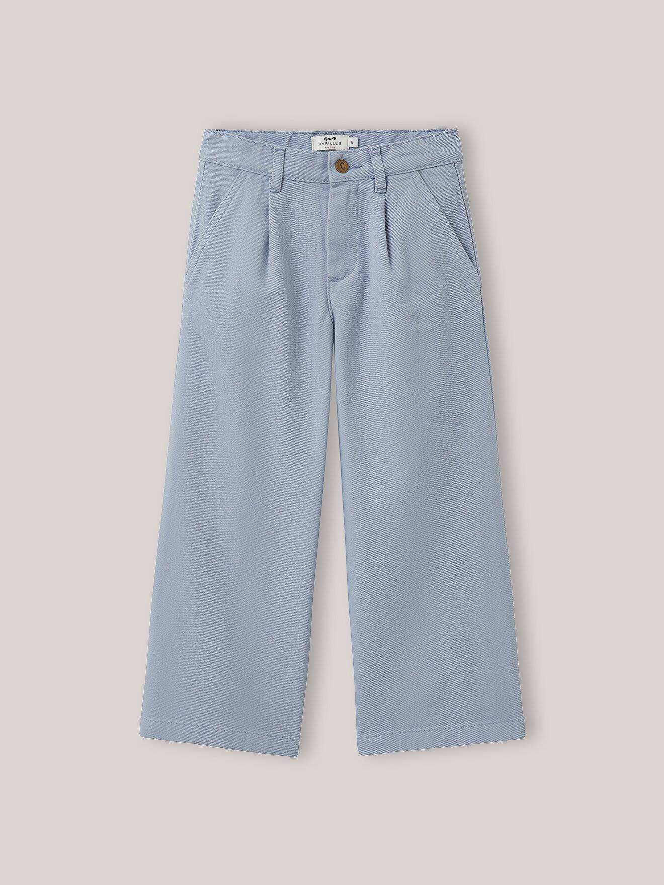 Pantalon Large En Denim Couleur Bleu Jeans