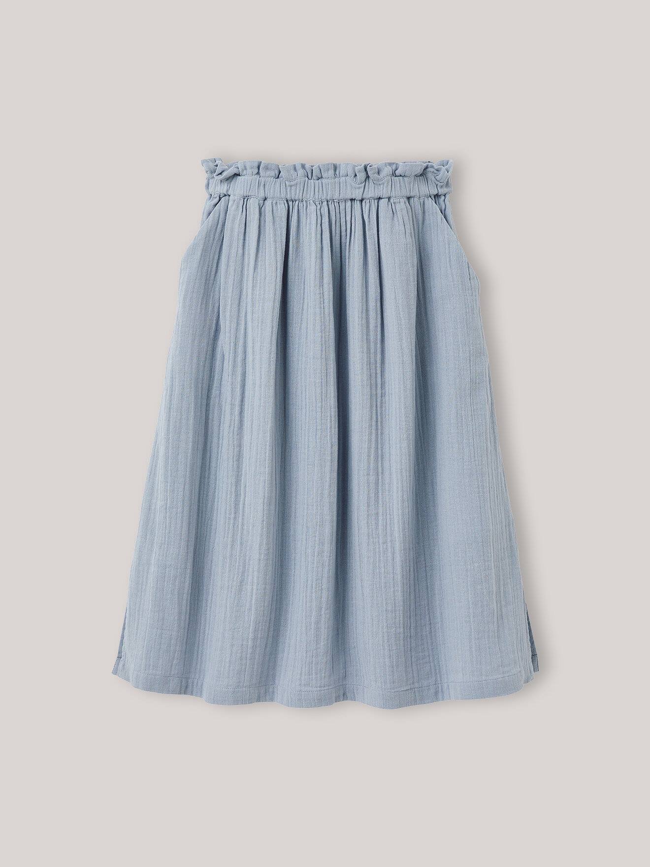 Jupe Longue En Gaze De Coton Biologique Bleu Jeans