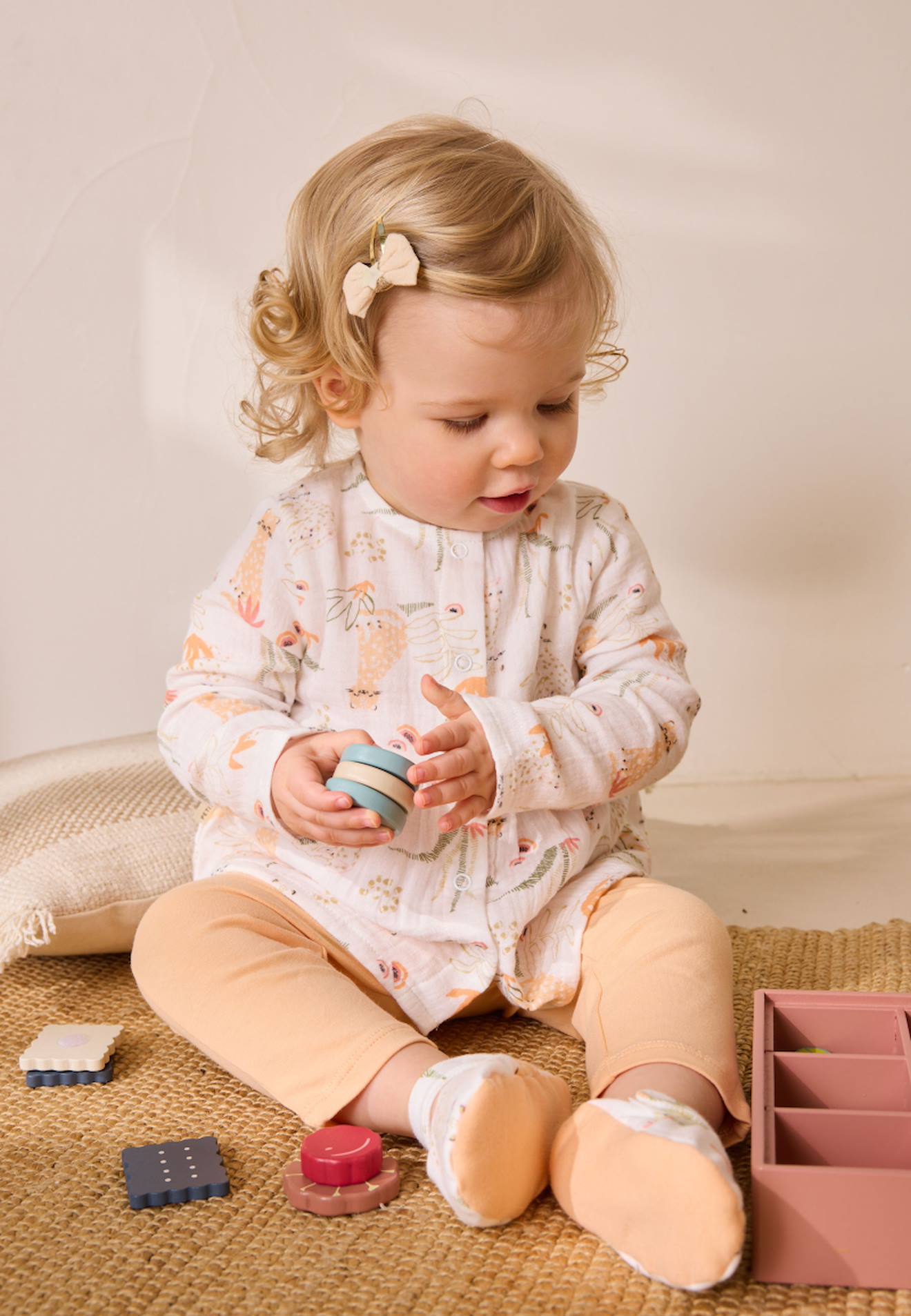 Ensemble Bébé Blouse En Gaze De Coton Et Legging Sierra Rose