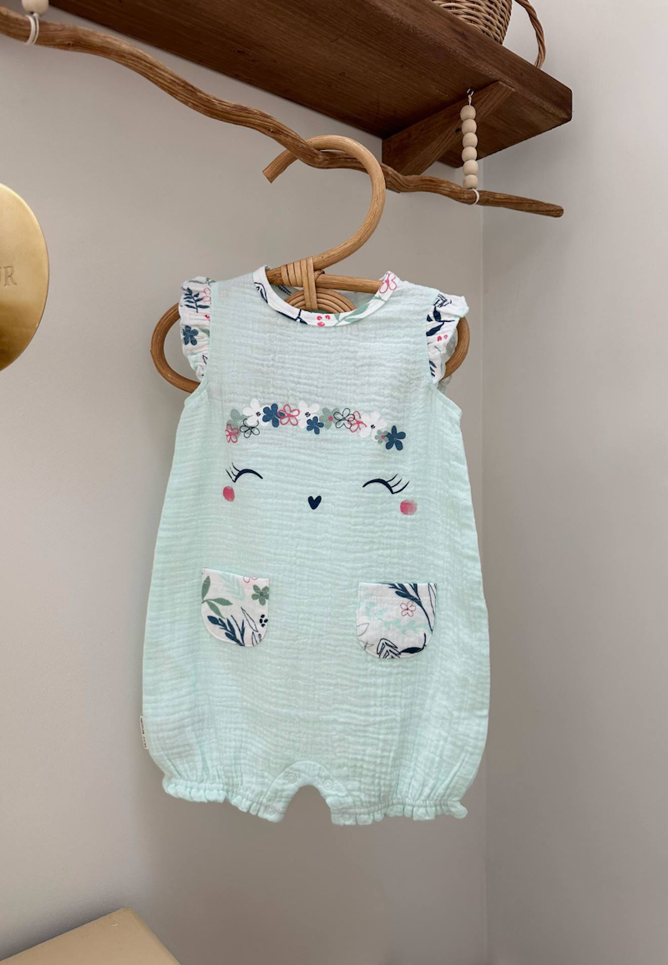 Barboteuse Bébé En Gaze De Coton Azur Dahlia Bleu