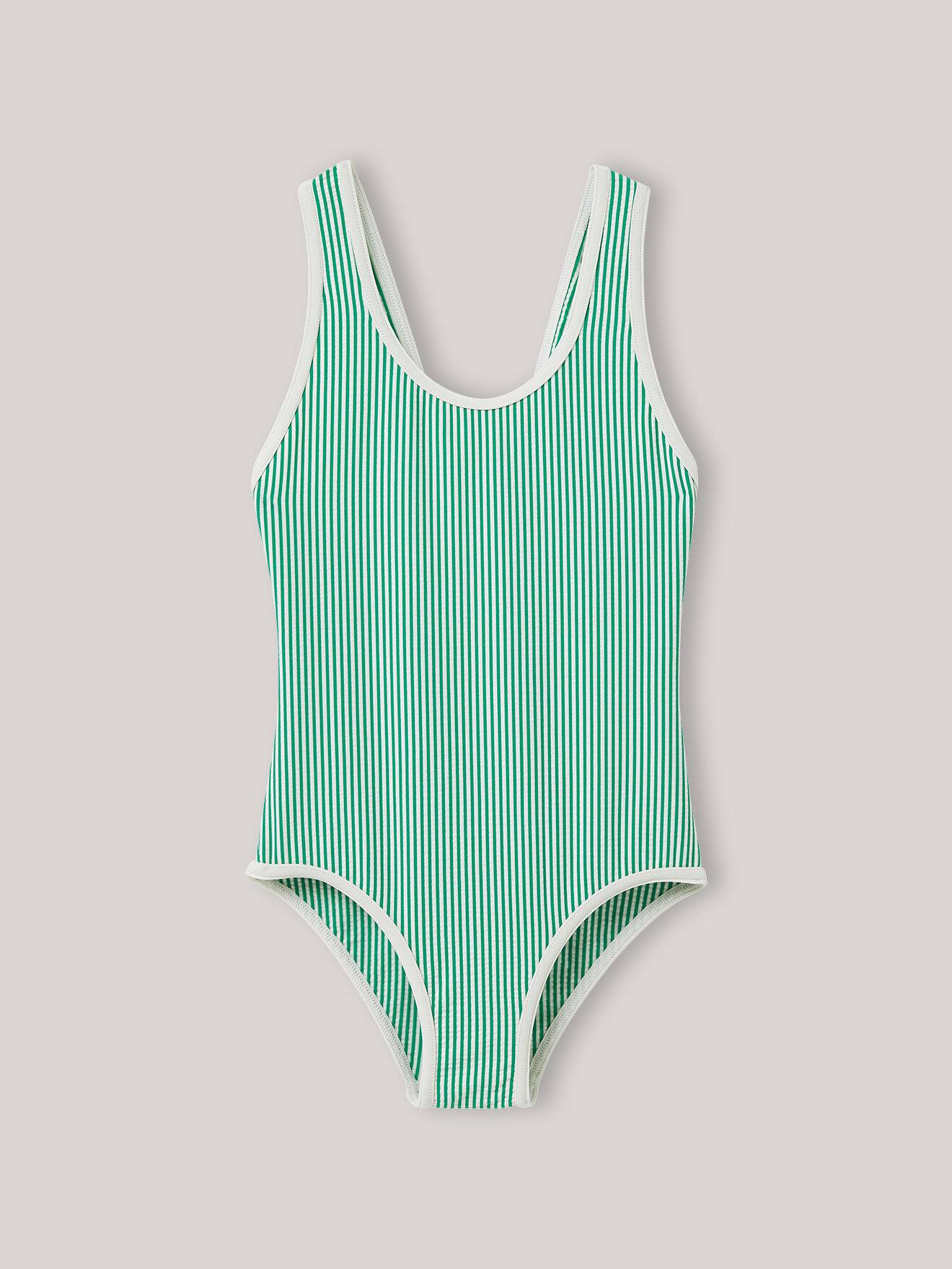 Maillot De Bain 1 Pièce - Seersucker Rayé Raye Vert