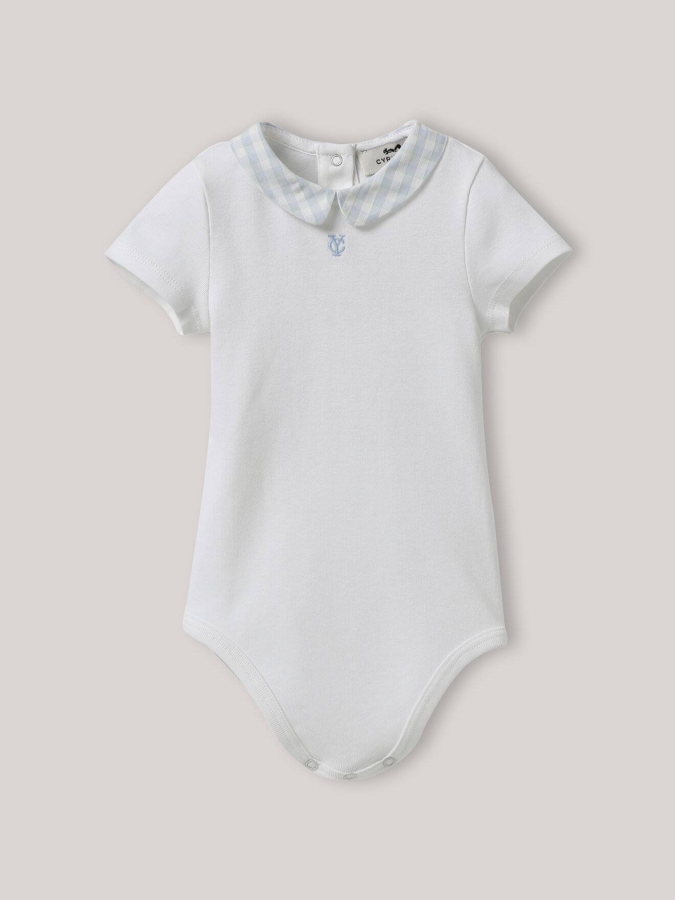 Body Col Vichy En Coton Biologique Blanc Doux