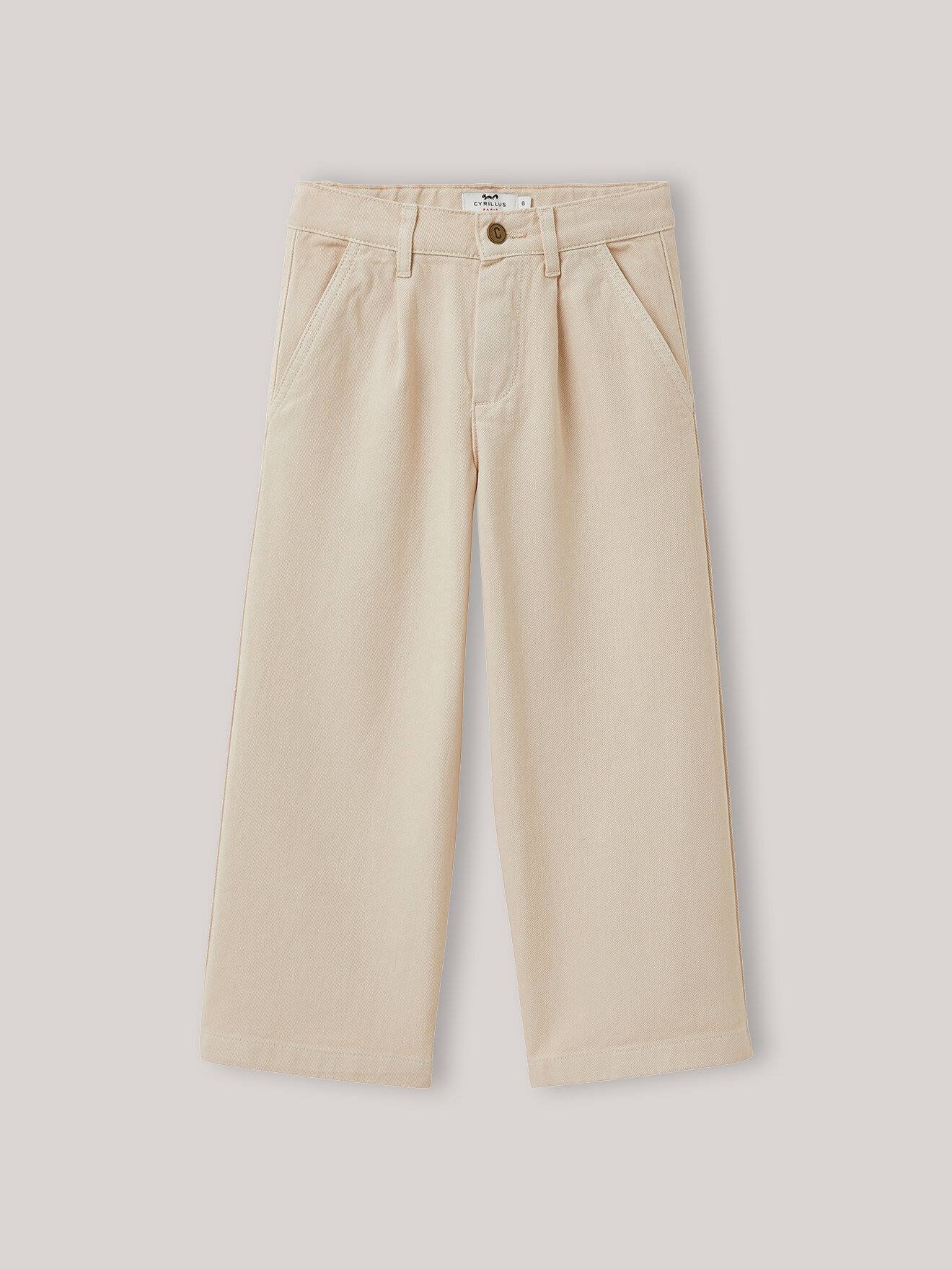 Pantalon Large En Denim Couleur Sable