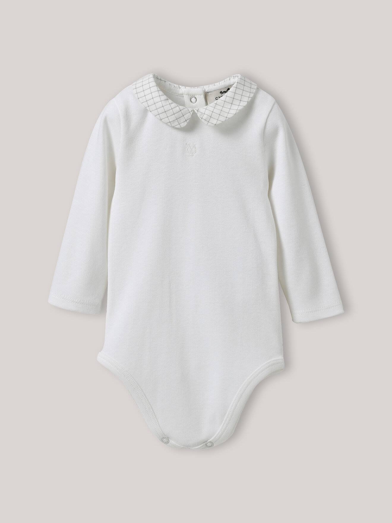 Body Col À Carreau En Coton Biologique Blanc Doux