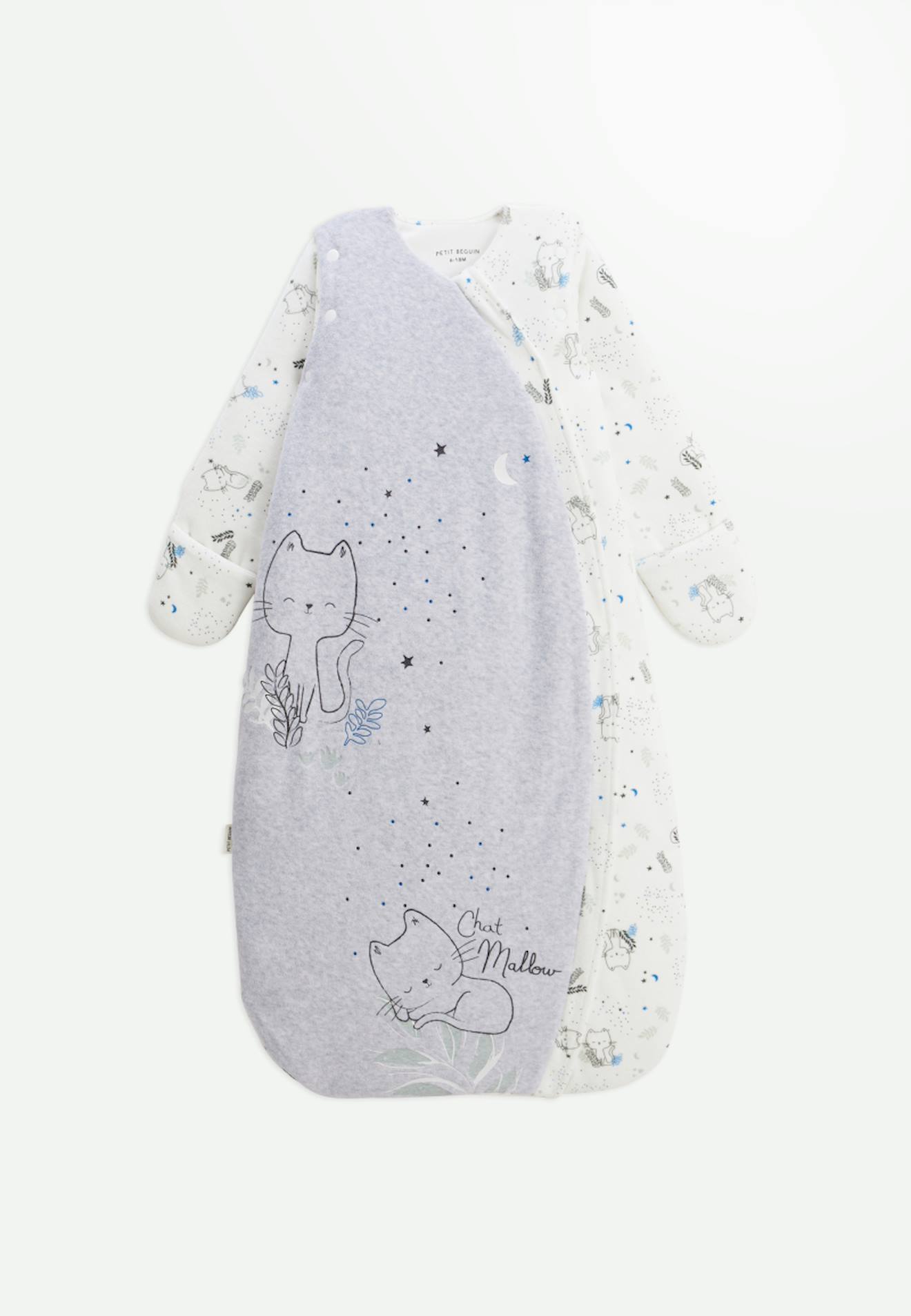 Gigoteuse D'hiver En Velours Avec Manches Amovibles Chatmallow Gris