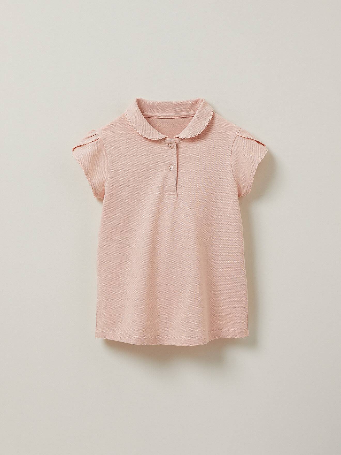 Polo En Maille Piquée En Coton Biologique Rose Fane