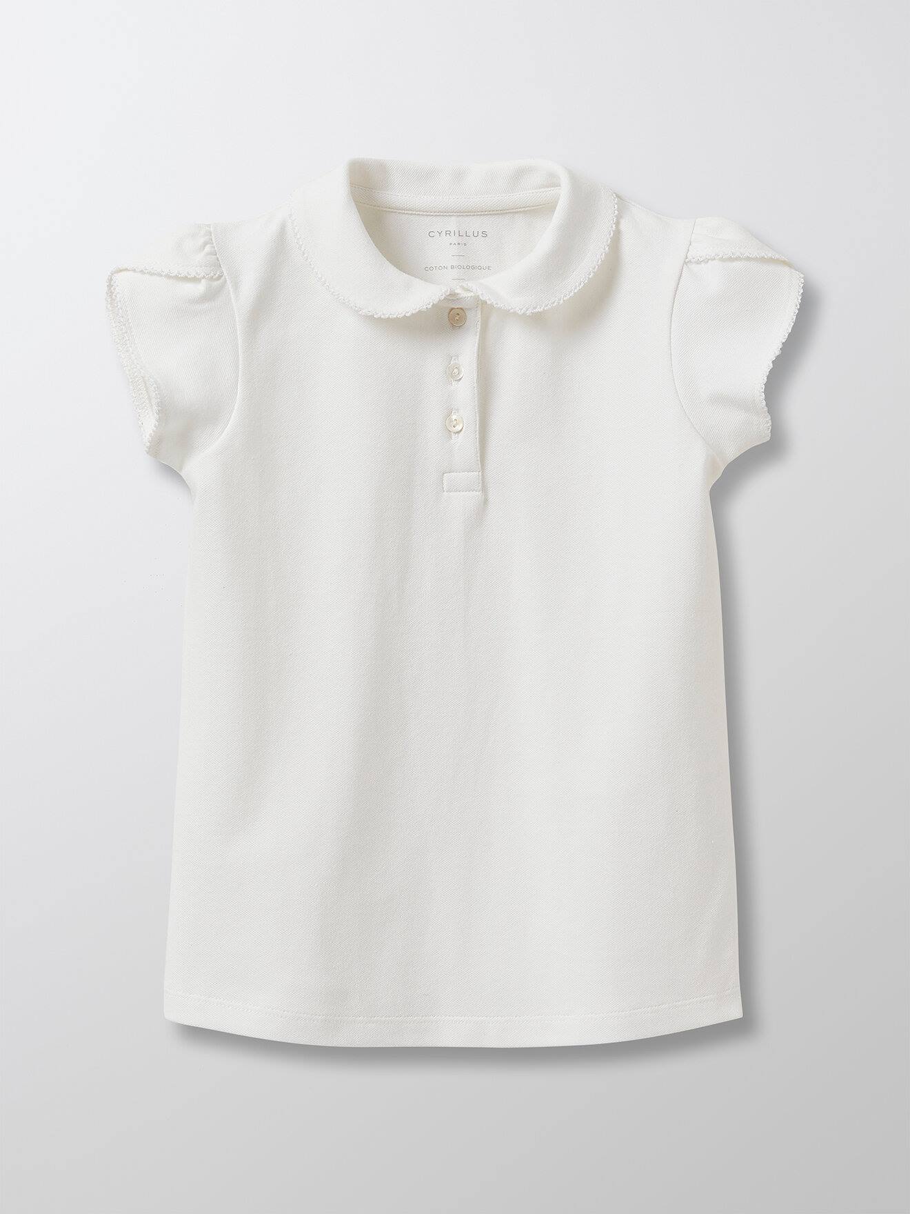 Polo En Maille Piquée En Coton Biologique Blanc Clair Uni