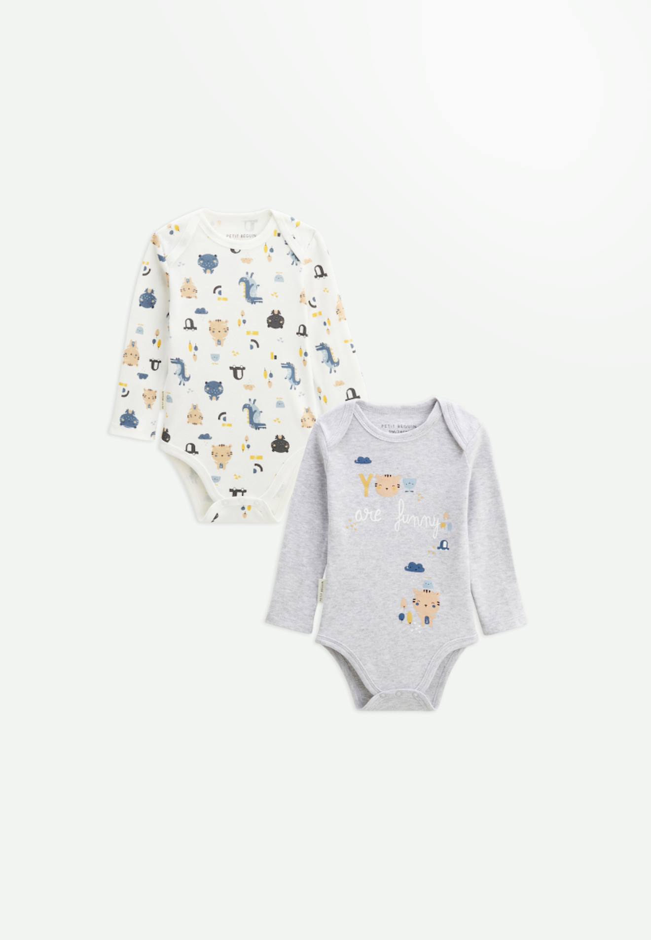 Lot De 2 Bodies Bébé Manches Longues Little Funny Gris