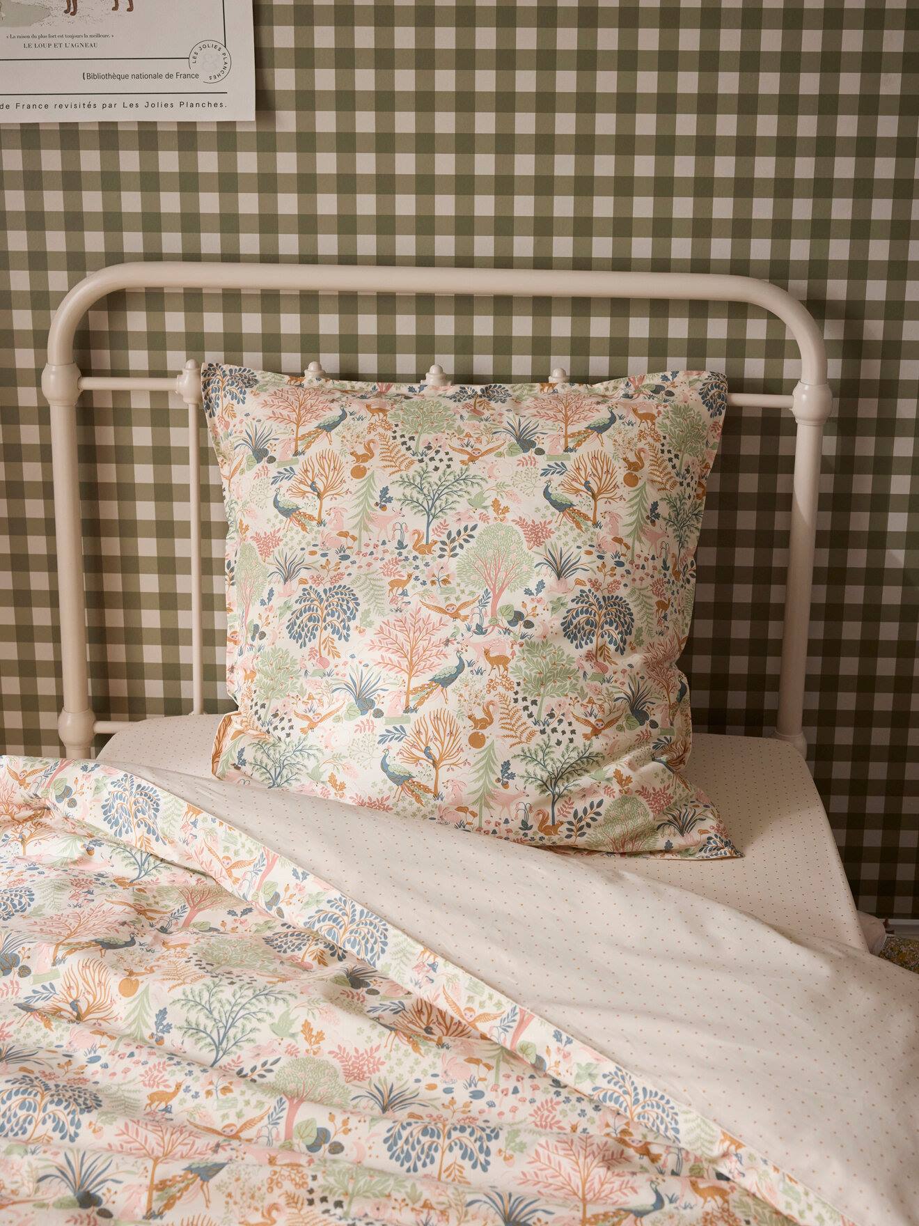Taie D'oreiller Percale De Coton forêt Rose Imprimé Forêt