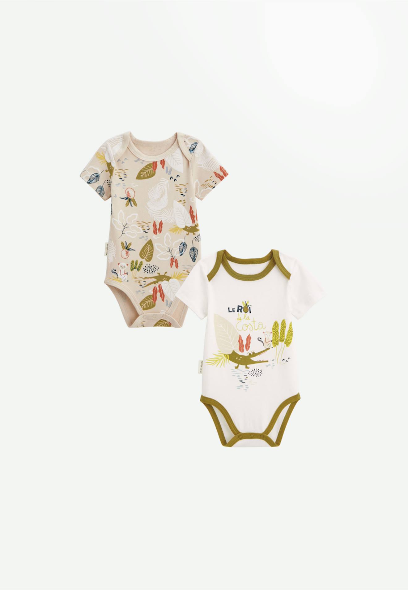 Lot De 2 Bodies Bébé Manches Courtes Costa Vert