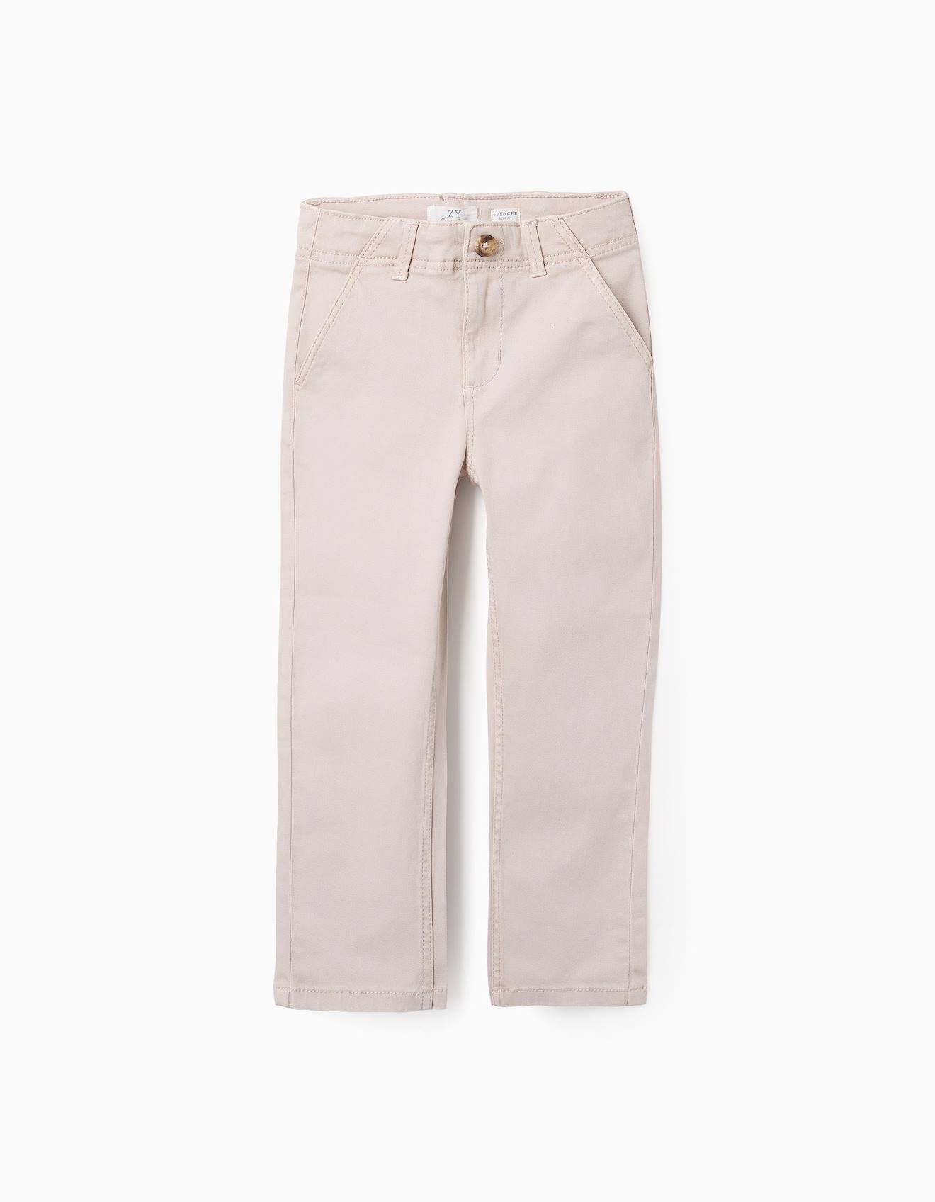 Pantalon Chino En Sergé Beige Clair