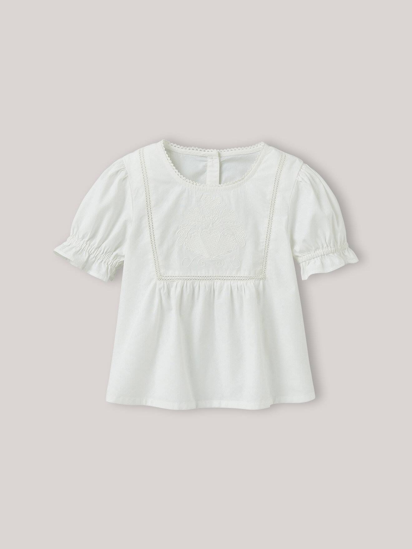 Blouse Plastron Brodée Ecru