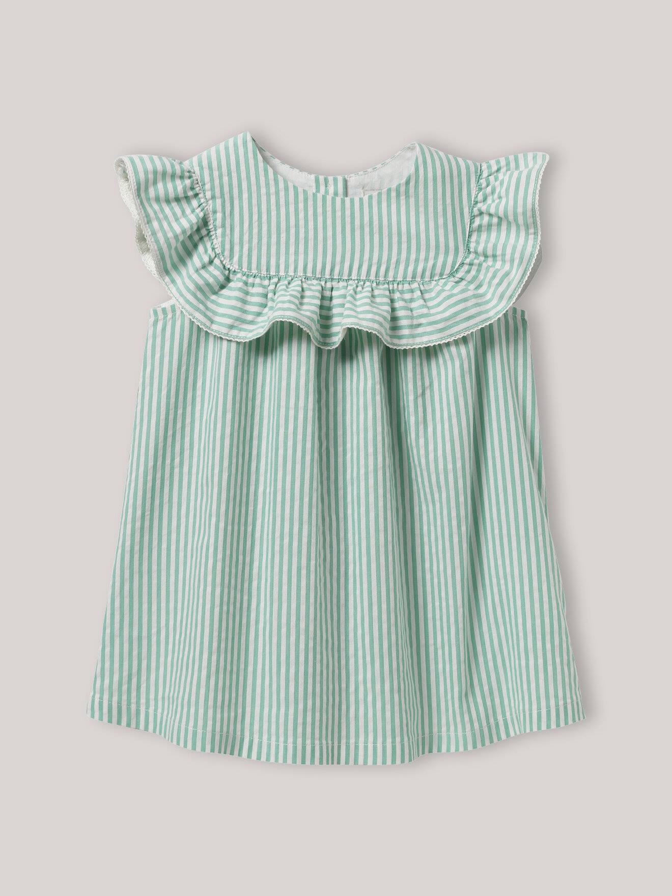 Robe À Volant Raye Vert