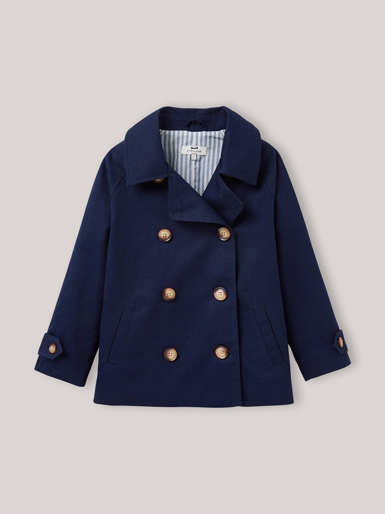 Trench Court Avec Capuche Marine