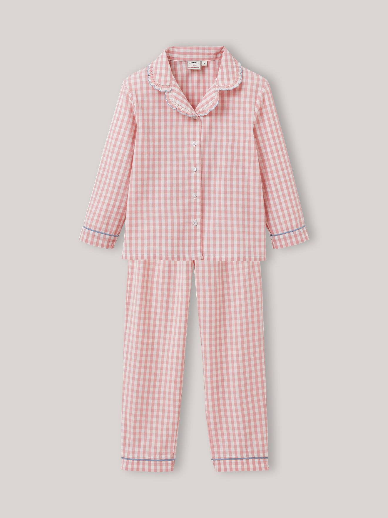 Pyjama Fille En Popeline - Vichy Vichy Rose
