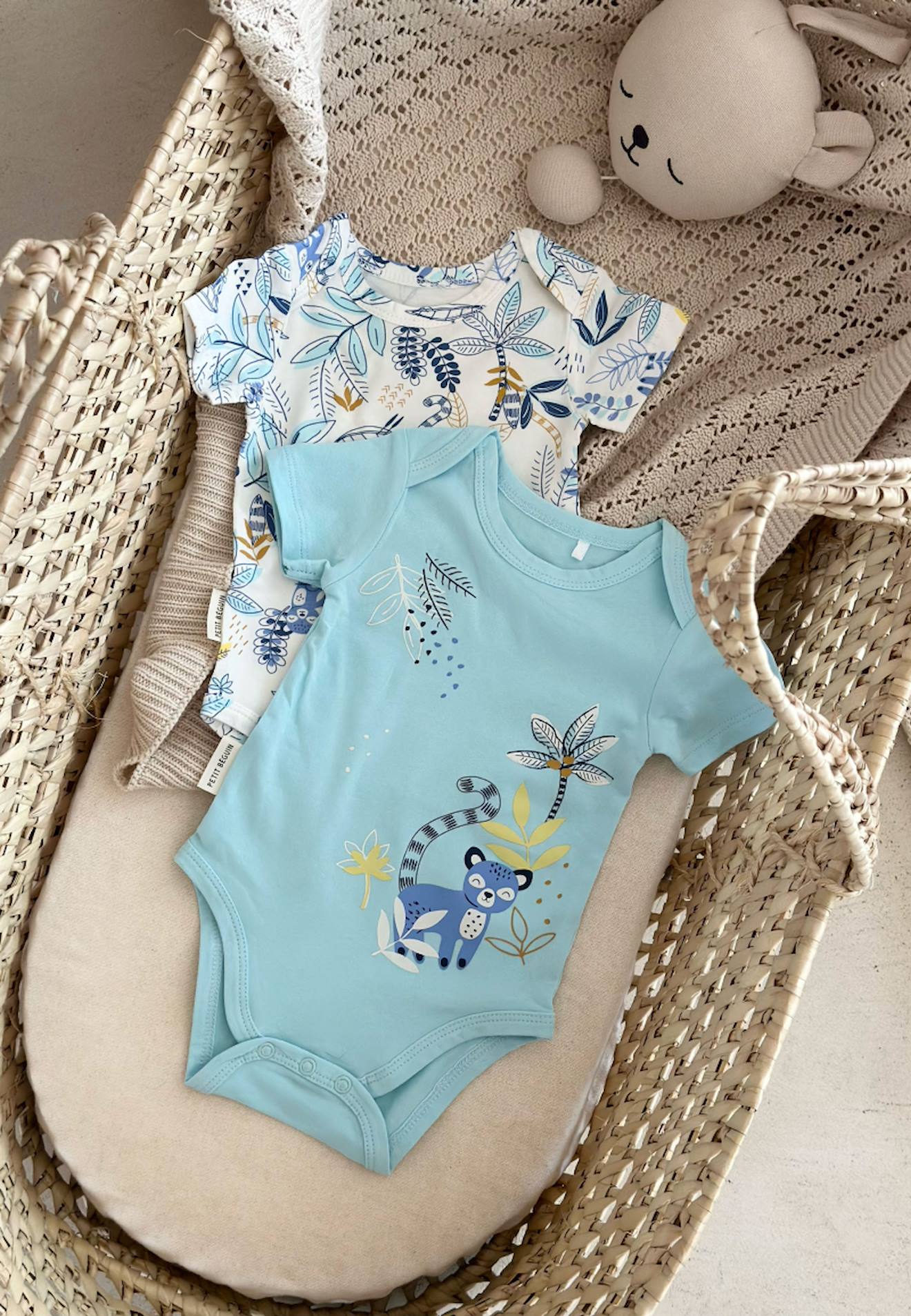 Lot De 2 Bodies Bébé Manches Courtes Gamboa Bleu