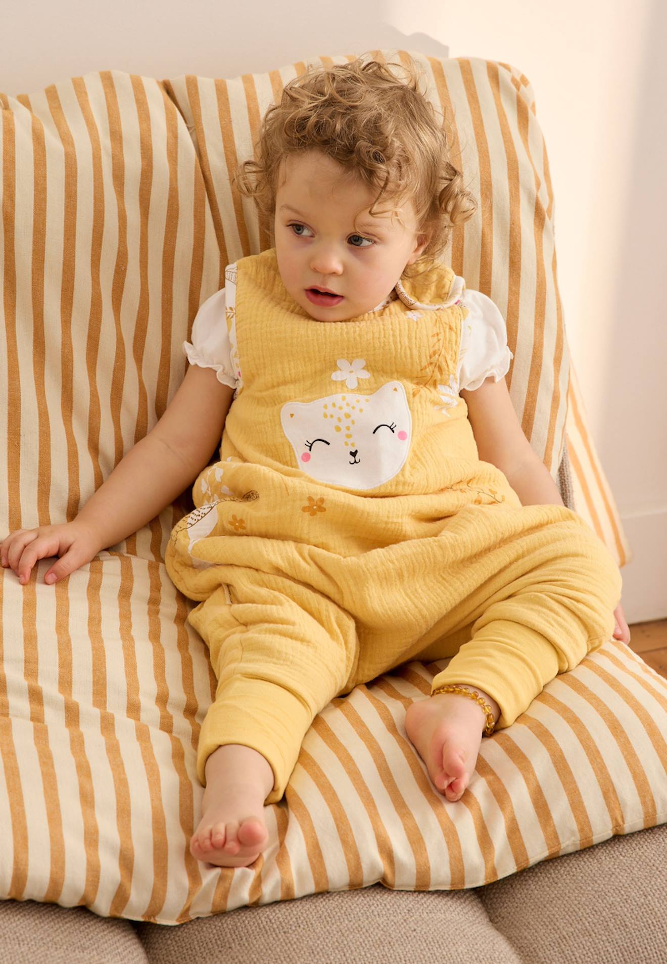 Turbulette Tog 2 En Gaze De Coton Avec Pieds Retroussables Ciao Milano Jaune
