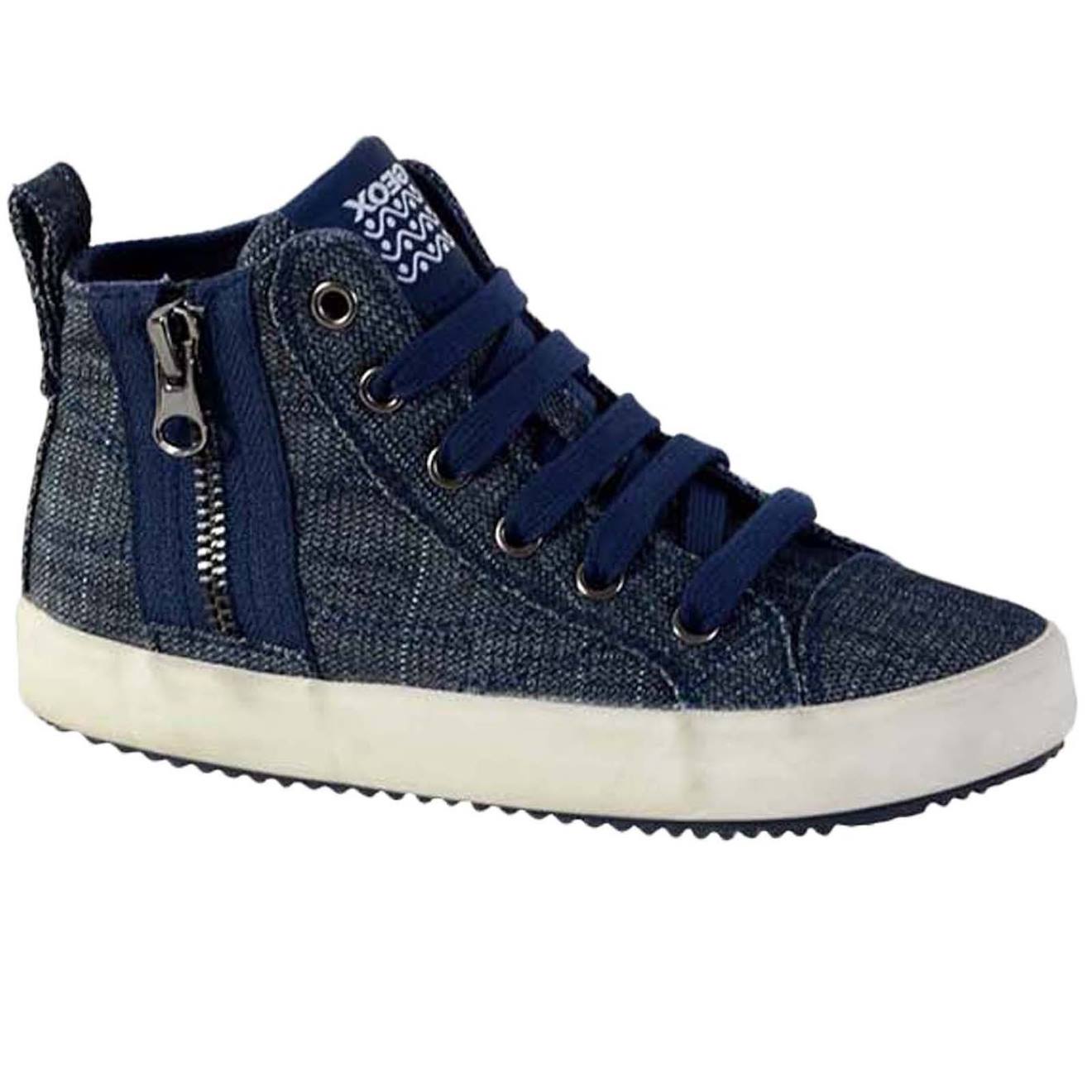 Baskets Montantes À Lacets Velours Jeans